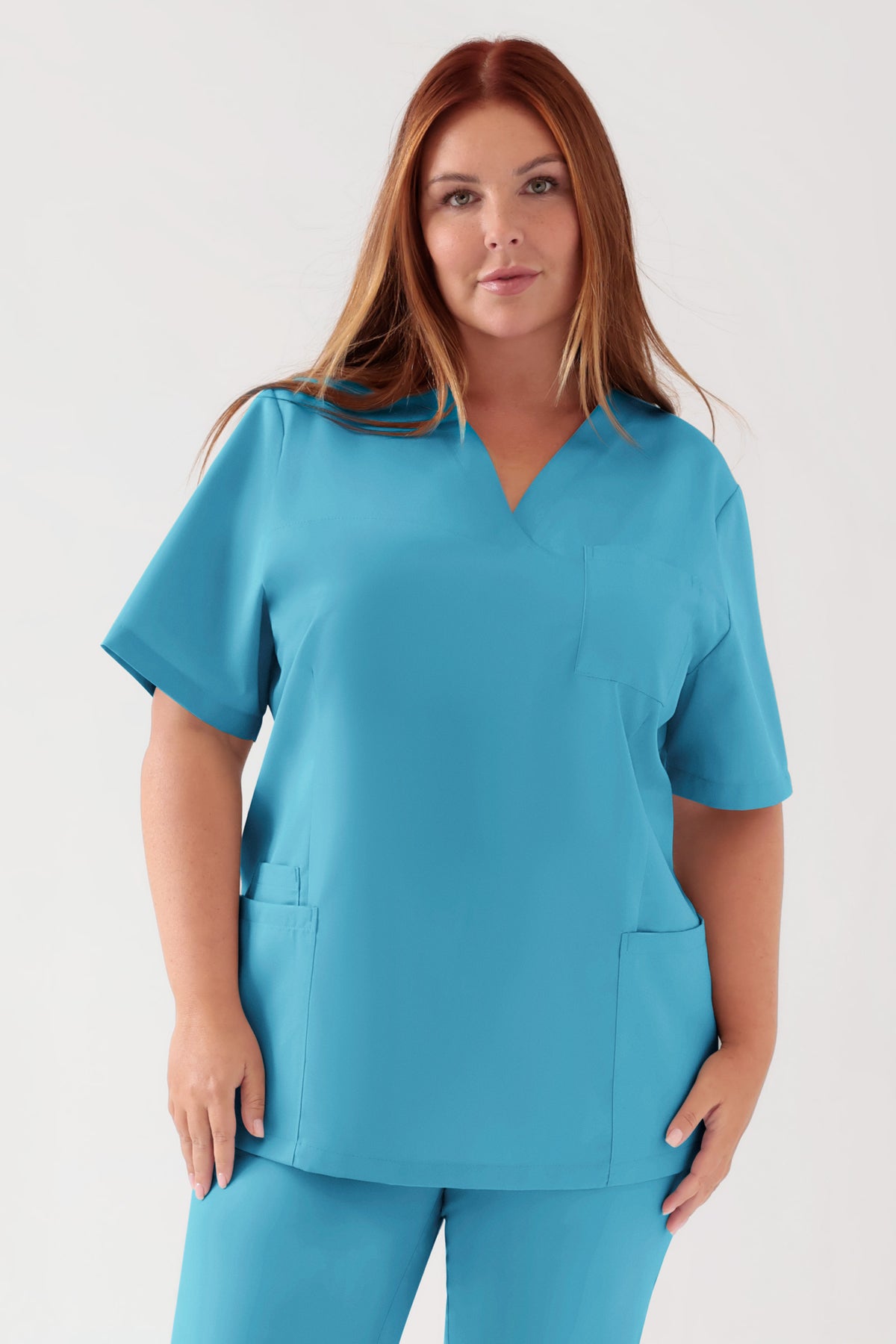 TENCEL™ Tunique Femme - Décolleté V turquoise foncé, Vue de face