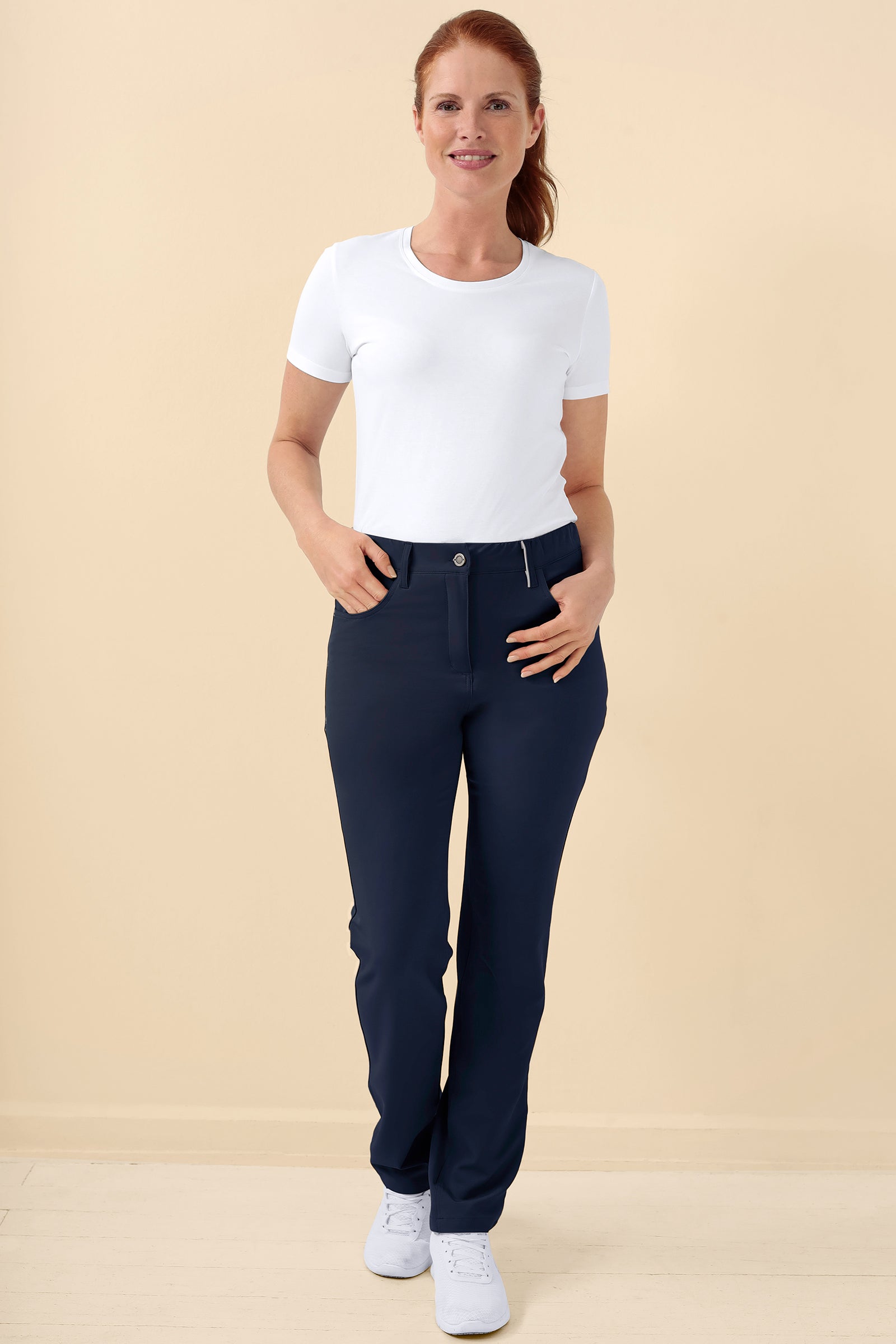 KAERE Pantalon Femme - 5 poches navy
