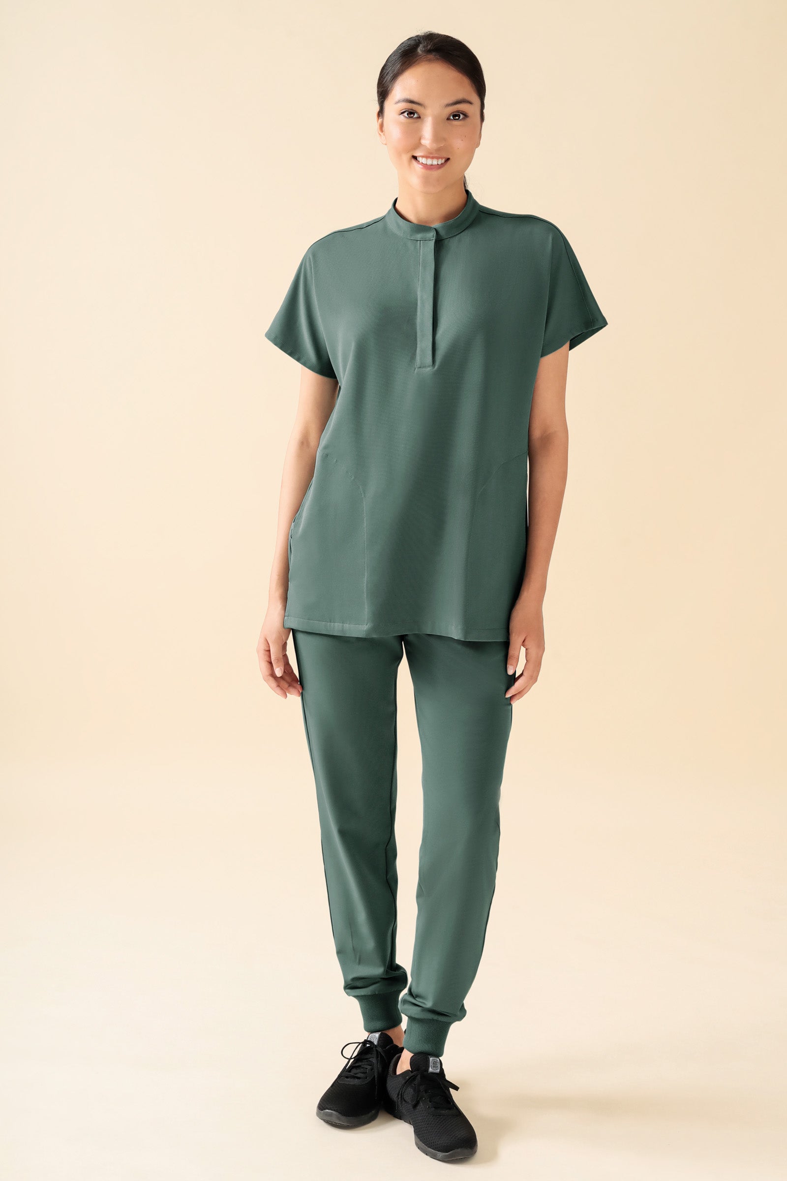 KAERE Tunique Femme - Col officier vert foncé