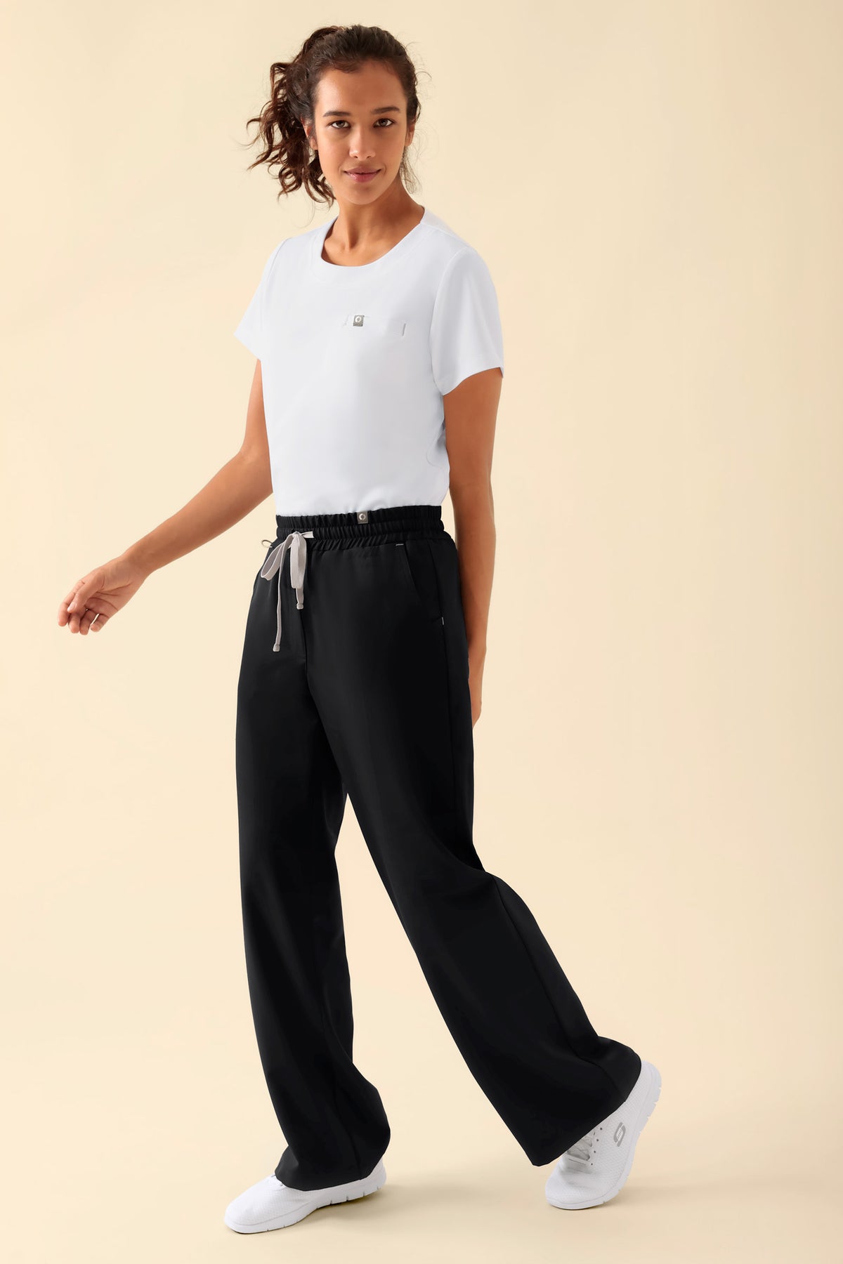 KAERE Pantalon Femme - large jambe noir