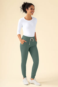 KAERE Pantalon Femme - ourlets côtelés et sans poches cargo vert foncé