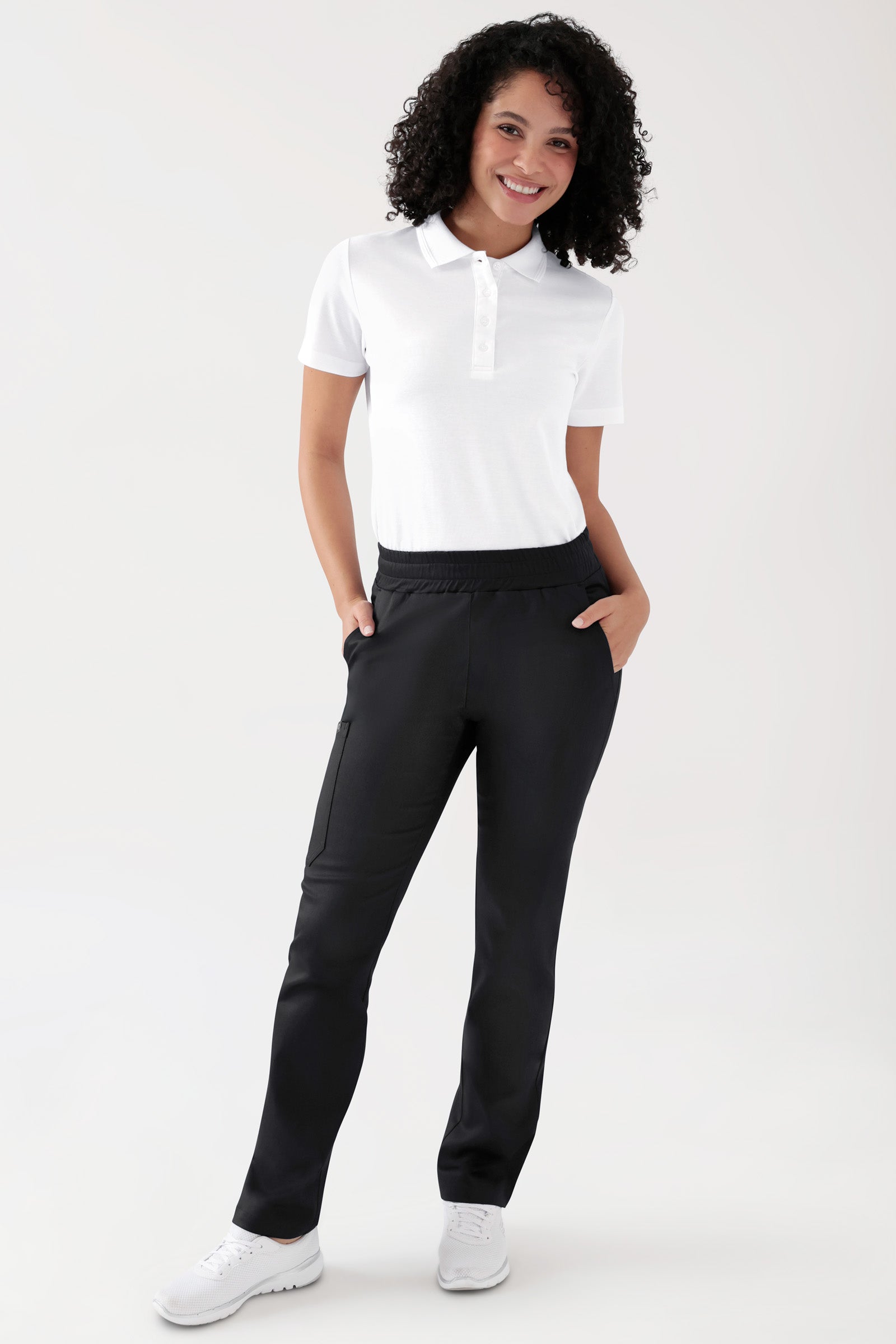 COMFY FLEX Pantalon Stretch mixte - 1/1 longueur noir, Vue de face Le mannequin mesure 176 cm et porte la taille S