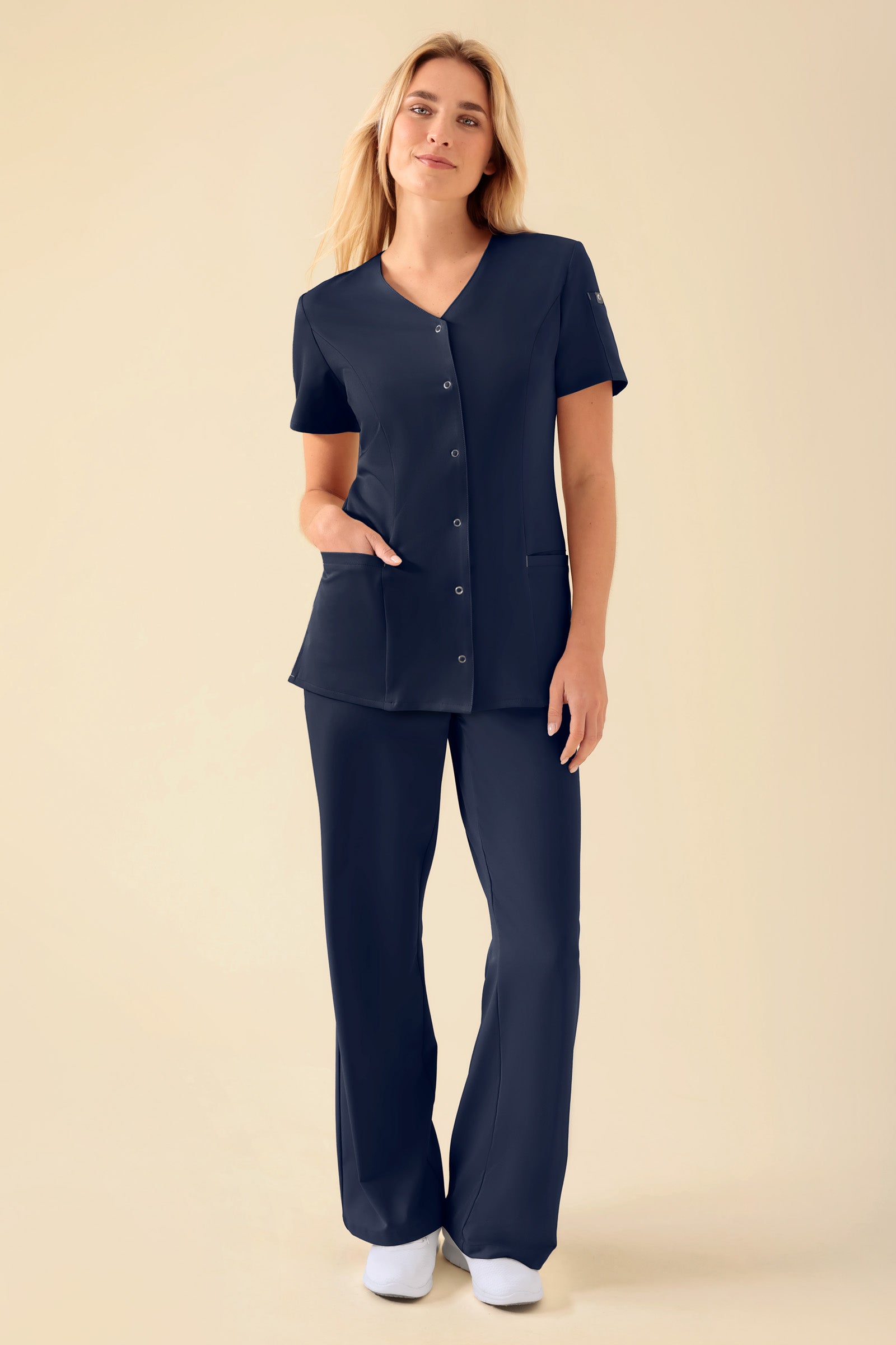 KAERE Blouse Femme - Patte de boutonnage navy