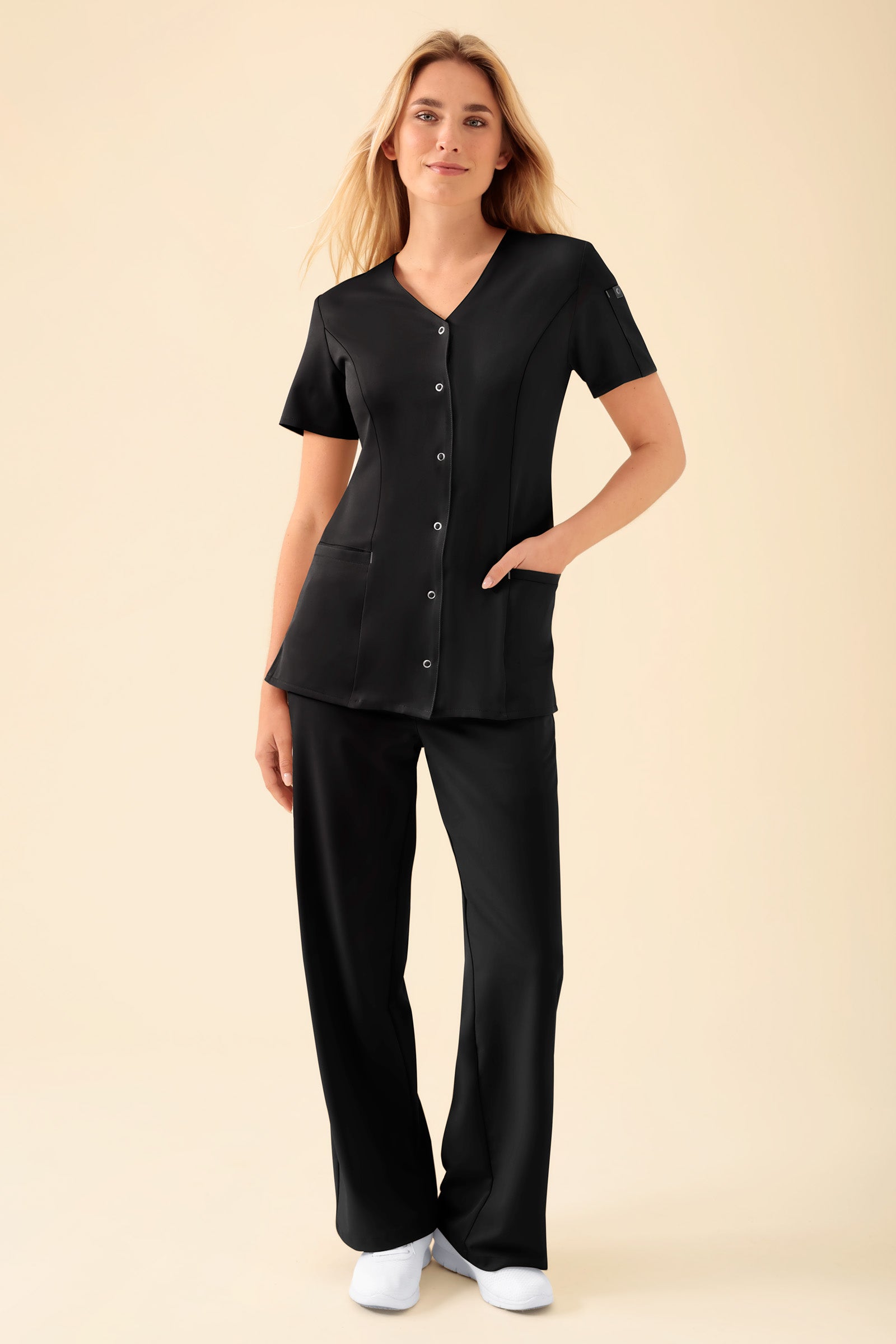 KAERE Blouse Femme - Patte de boutonnage noir