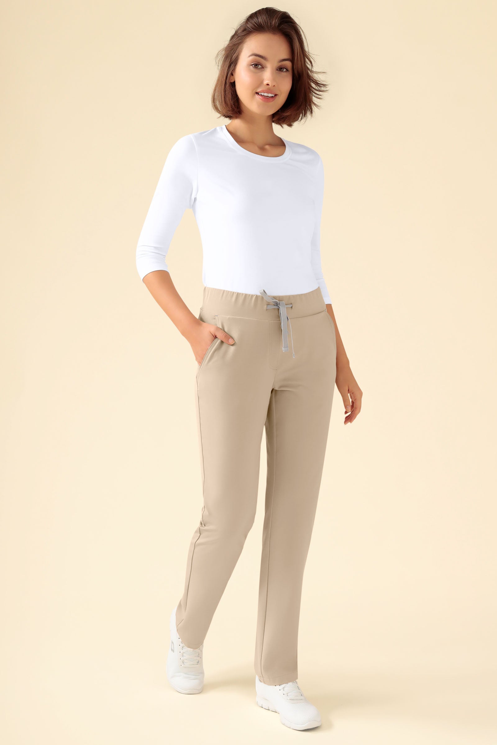 KAERE Pantalon Femme - sans poche cargo sable