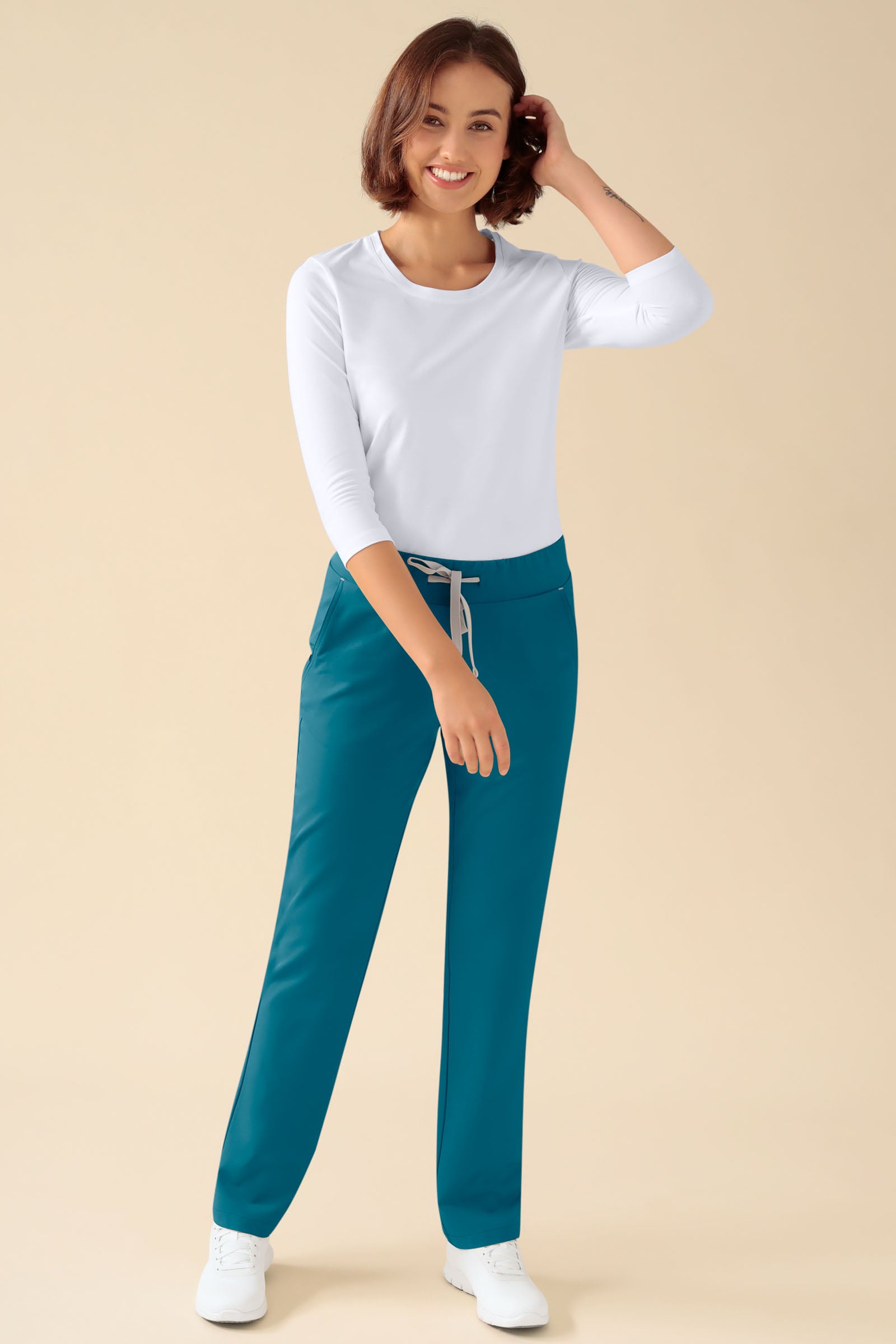 KAERE Pantalon Femme - sans poche cargo pétrole