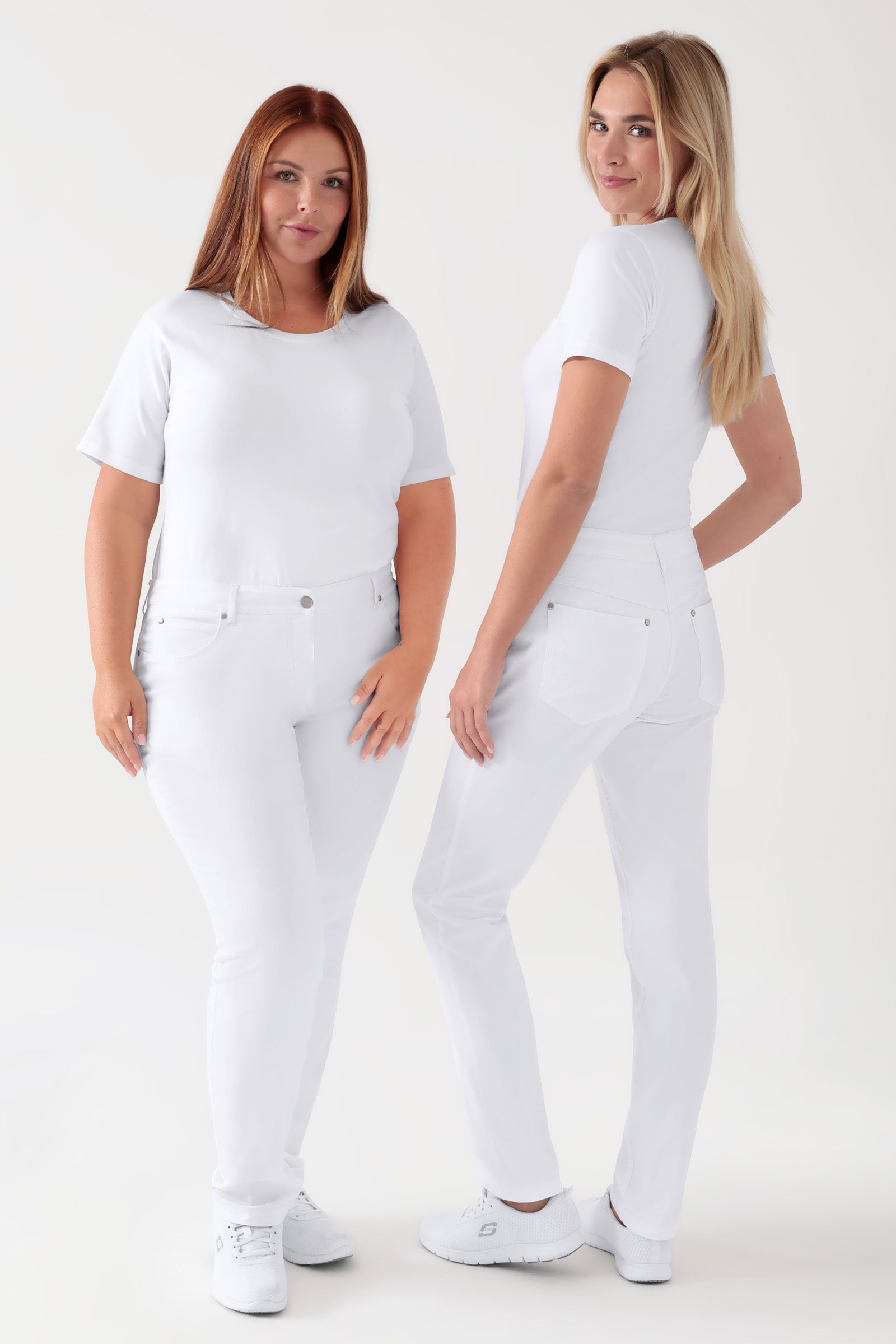 Pantalon 5 poches Femme - look jean blanc, Vue de face