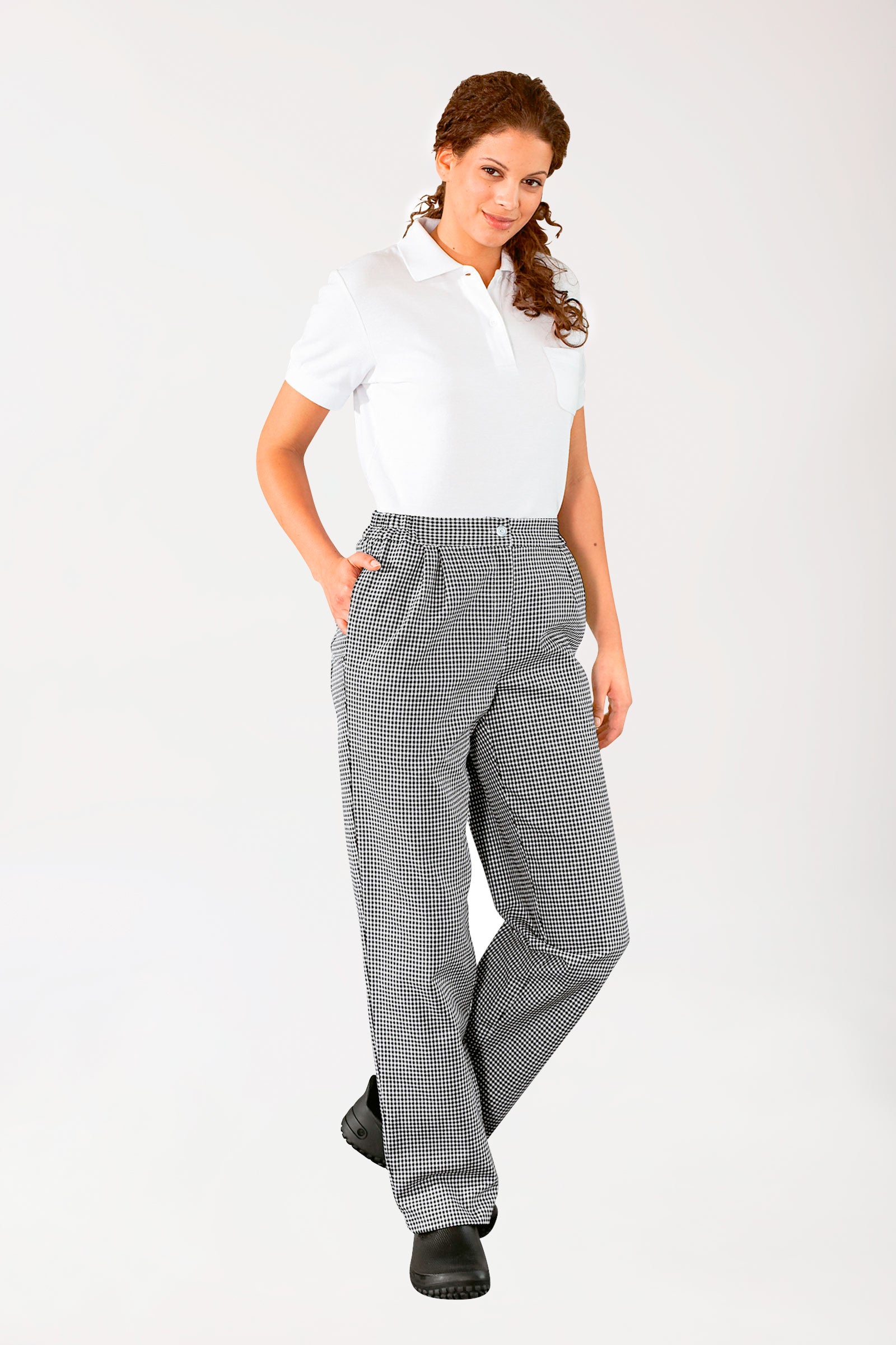 Gastro Pantalon Femme - à plis noir/blanc