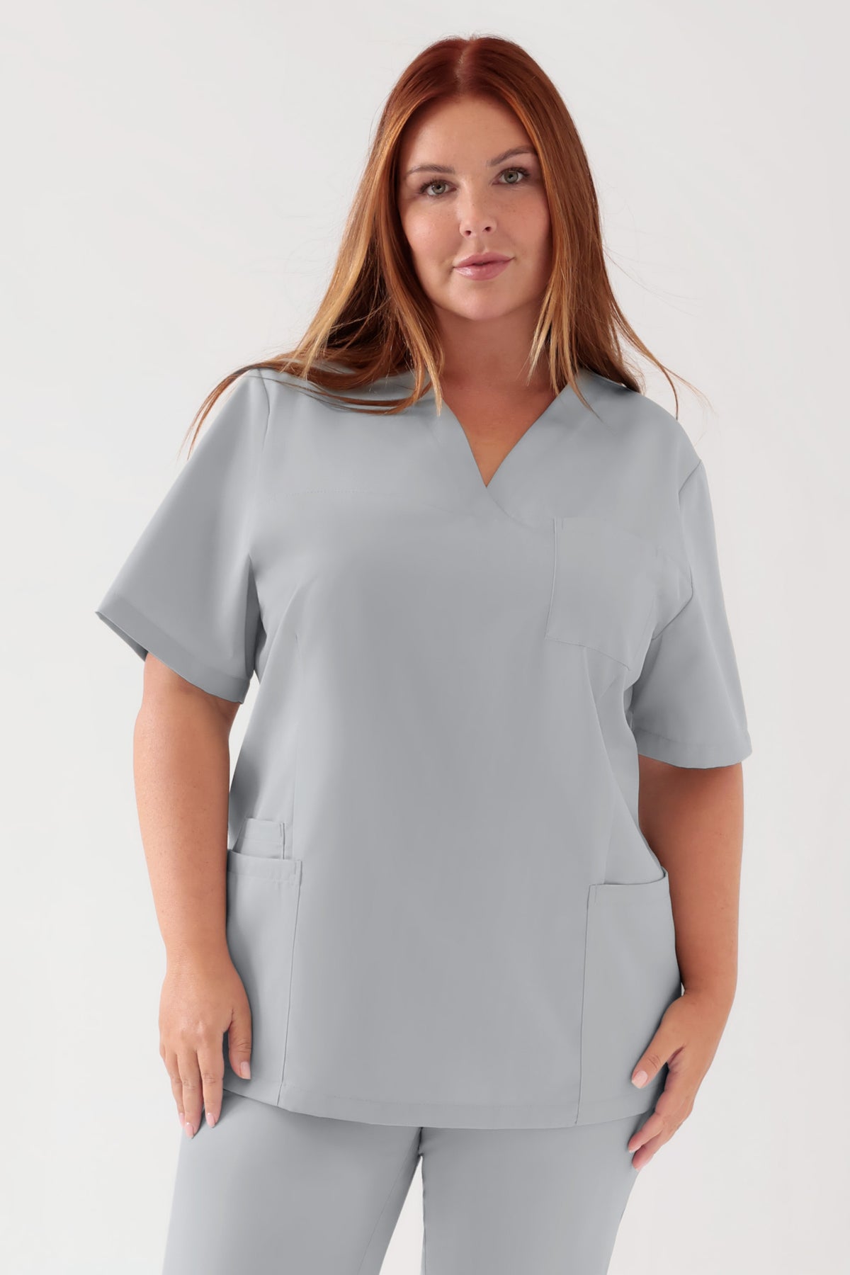 TENCEL™ Tunique Femme - Décolleté V gris perle, Vue de face