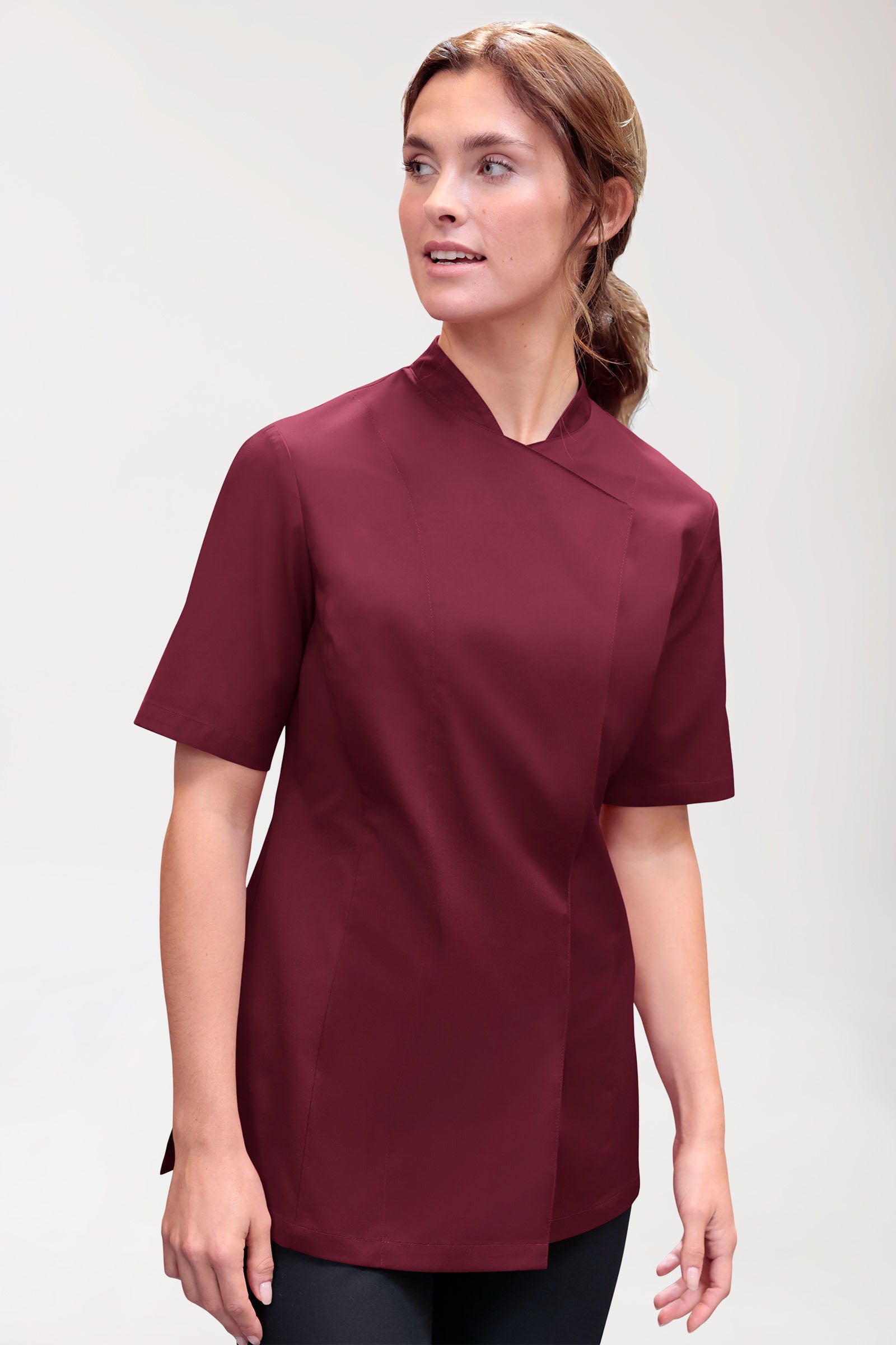 Gastro Veste de cuisine Femme - Manche courte bordeaux