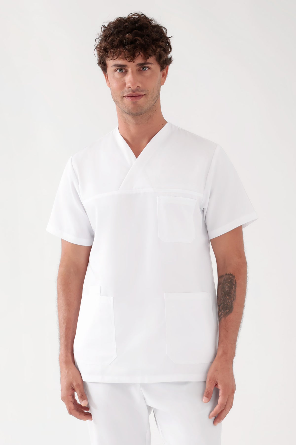 TENCEL™ Tunique Homme - Col V blanc, Vue de face