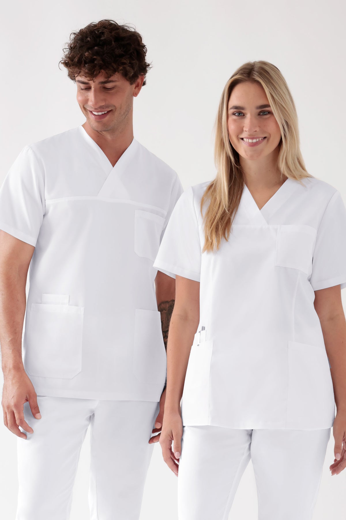TENCEL™ Tunique Homme - Col V blanc, Vue de face