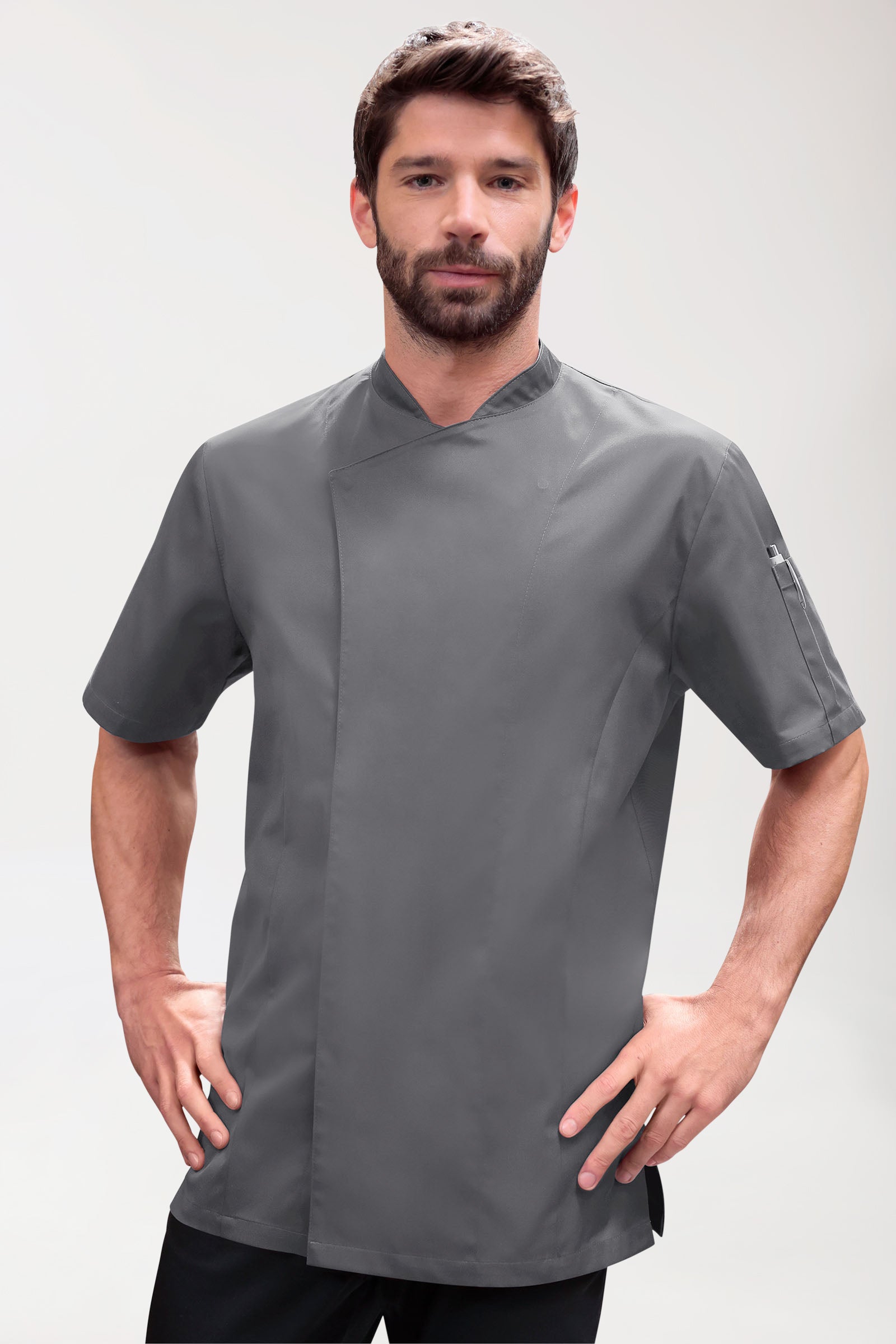 Gastro Veste de cuisine Homme - Manche courte gris granit