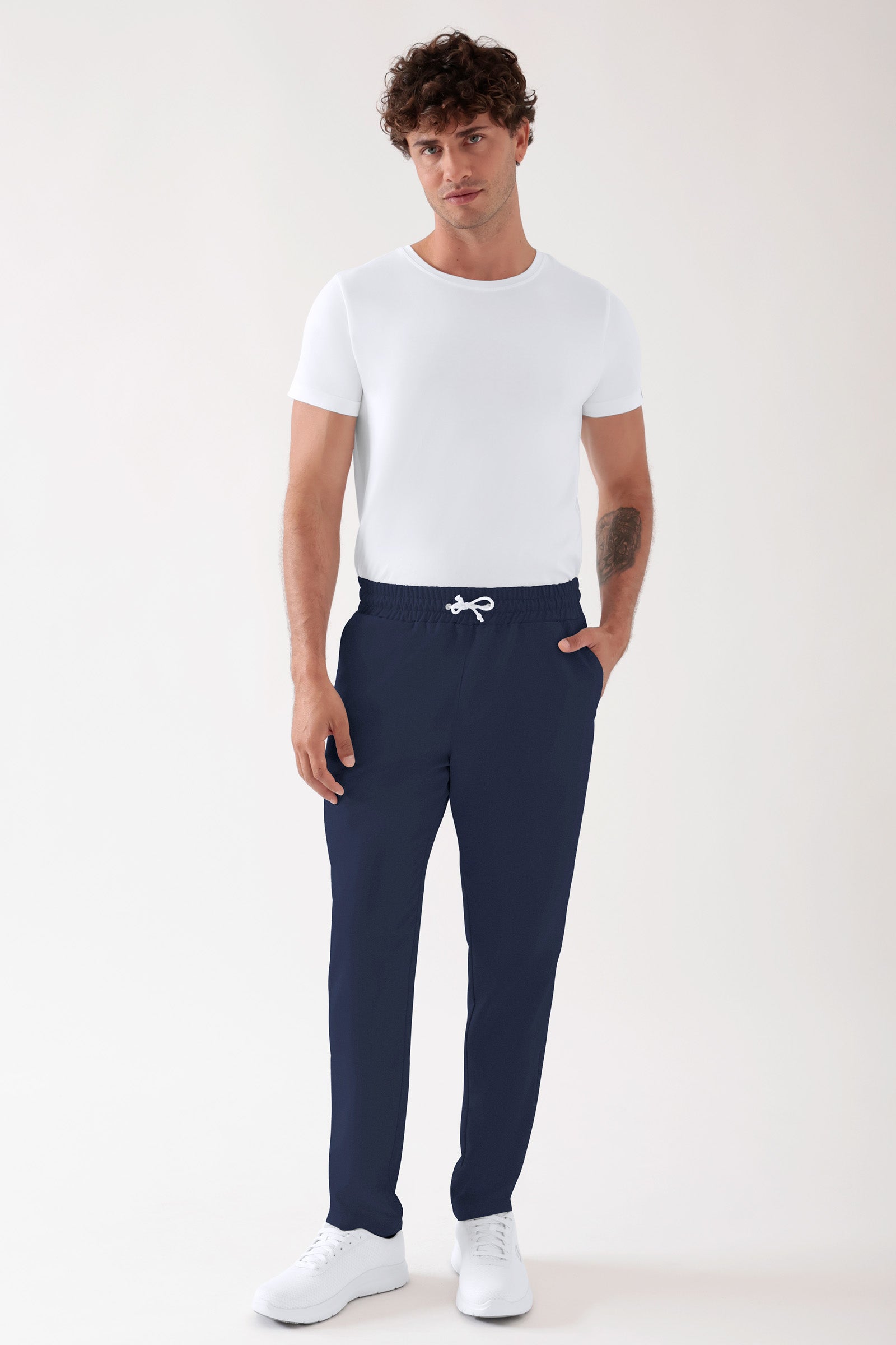 TENCEL™ Pantalon mixte - Ceinture élastique navy, Vue de face