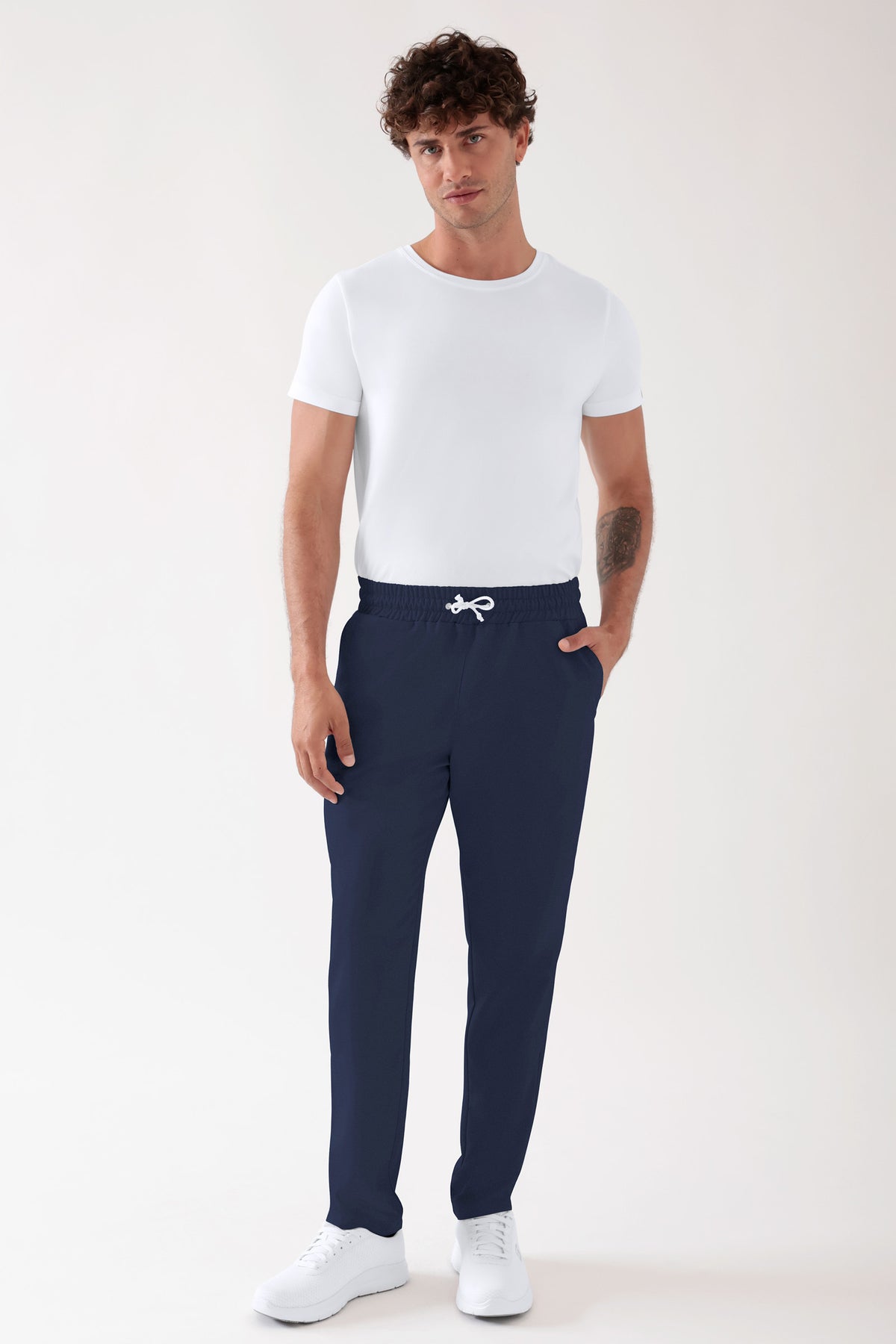 TENCEL™ Pantalon mixte - Ceinture élastique navy, Vue de face