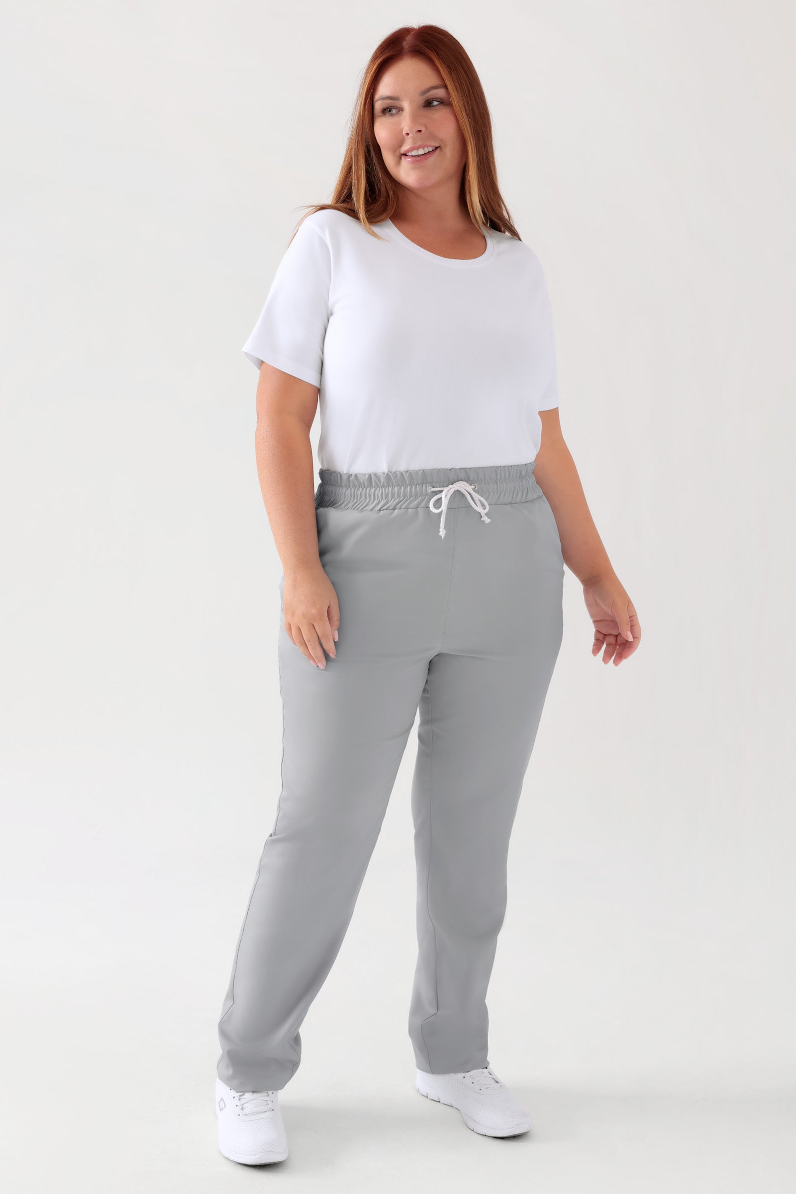 TENCEL™ Pantalon mixte - Ceinture élastique gris perle, Vue de face