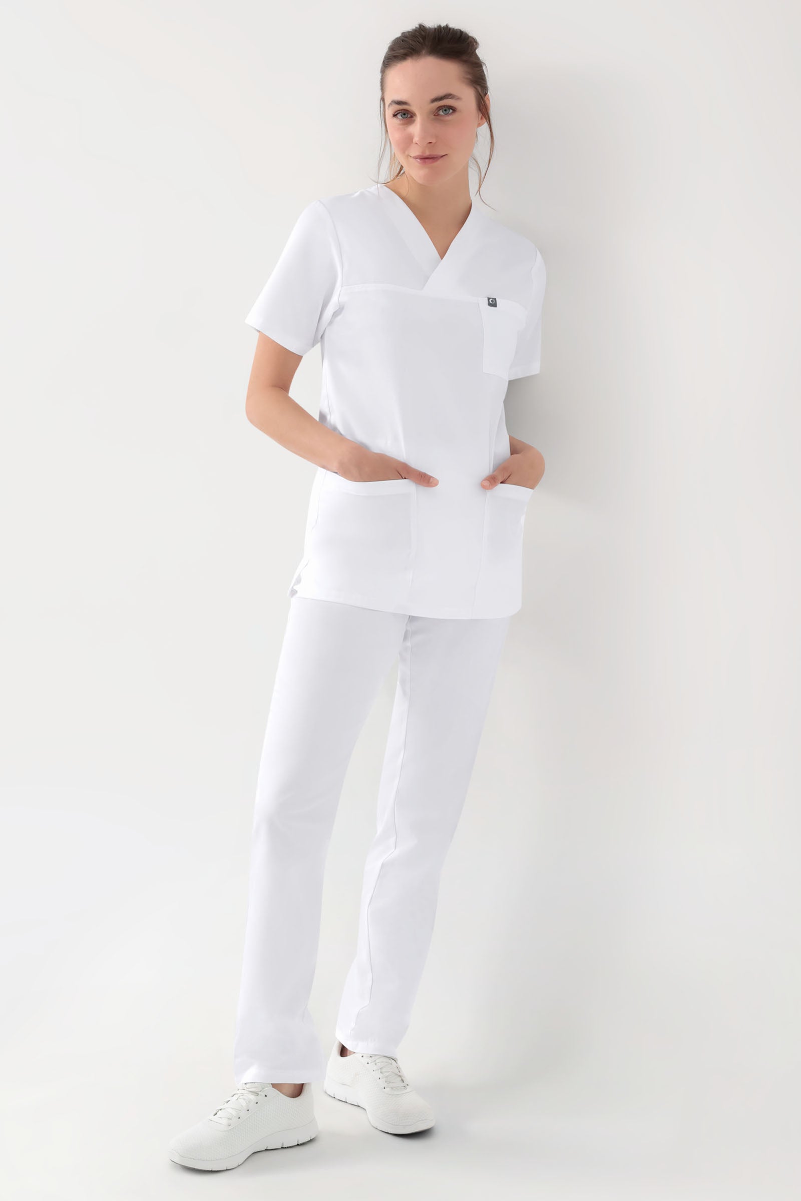 GREEN Tunique Stretch mixte - Décolleté V blanc, Vue de face