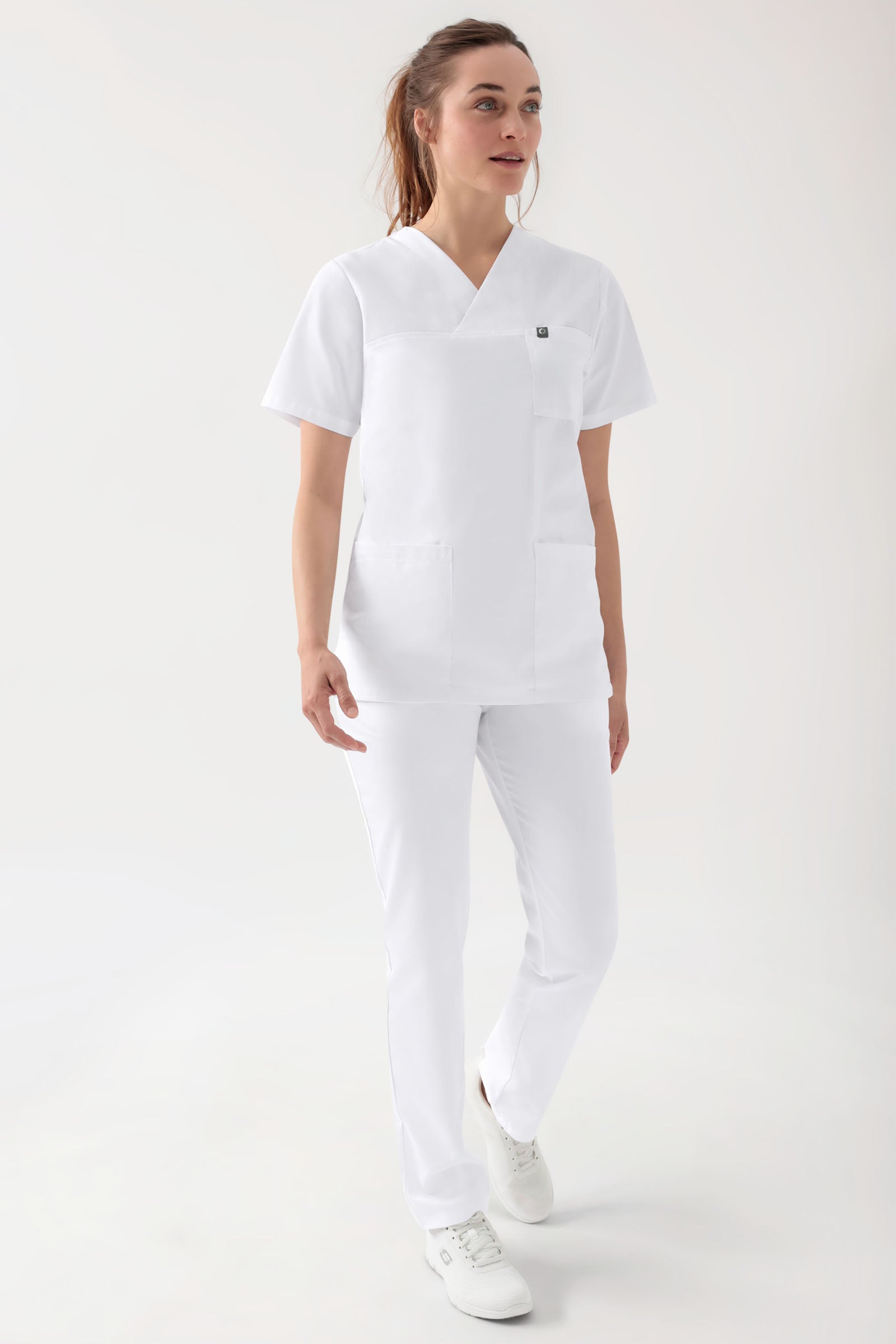 GREEN Tunique Stretch mixte - Décolleté V blanc, Vue de face