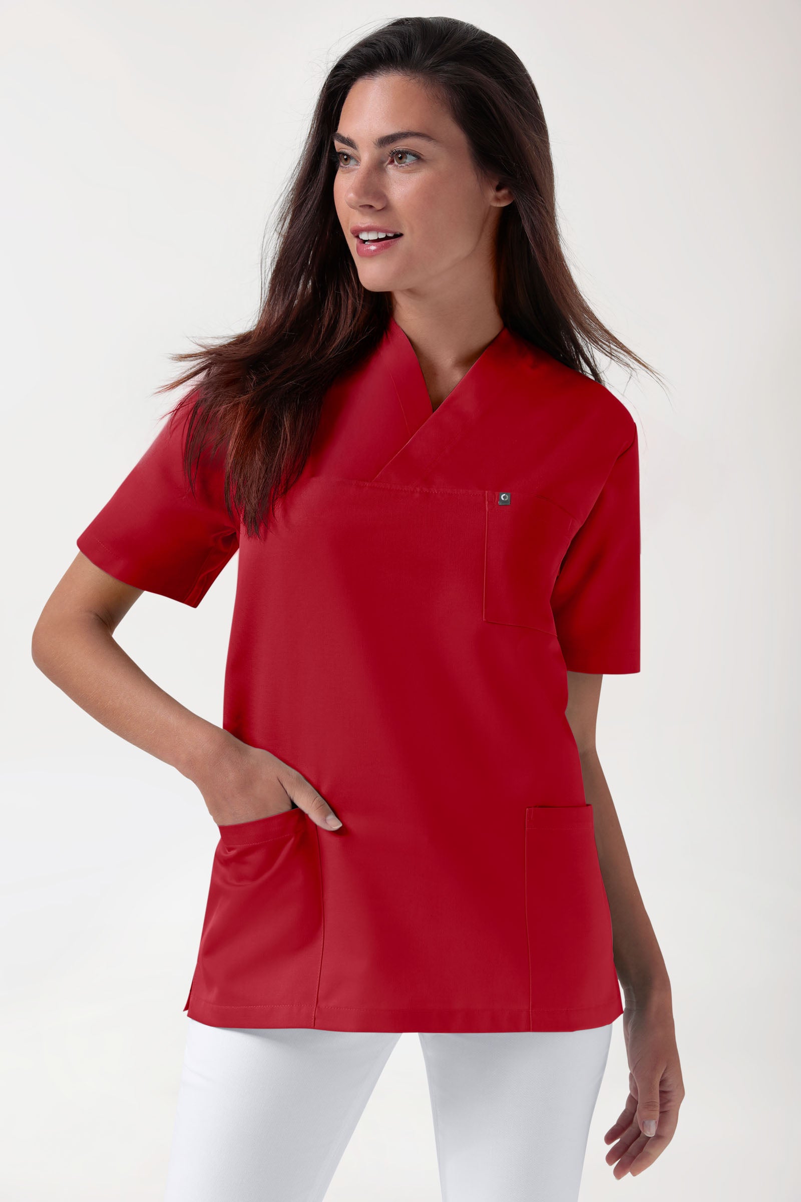 GREEN Tunique Stretch mixte - Décolleté V rouge