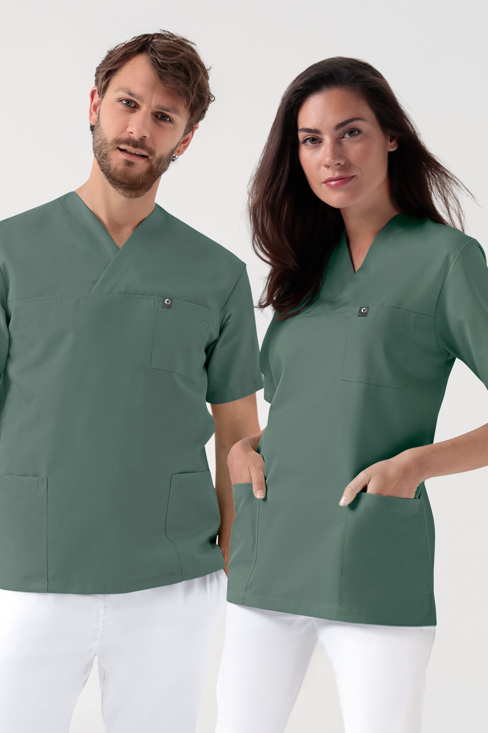 GREEN Tunique Stretch mixte - Décolleté V vert foncé, Vue de face