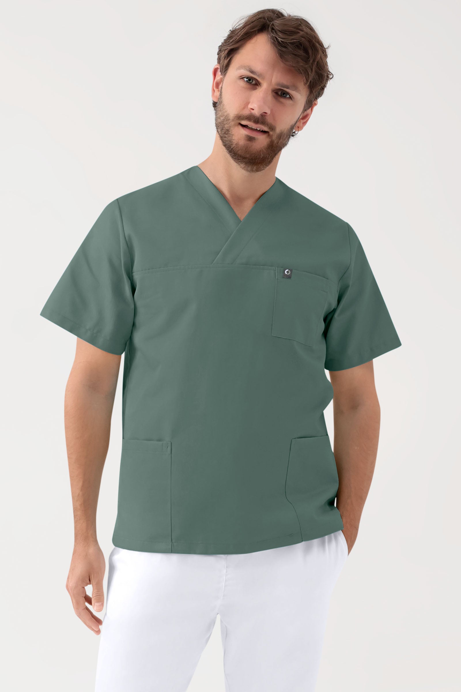 GREEN Tunique Stretch mixte - Décolleté V vert foncé, Vue de face