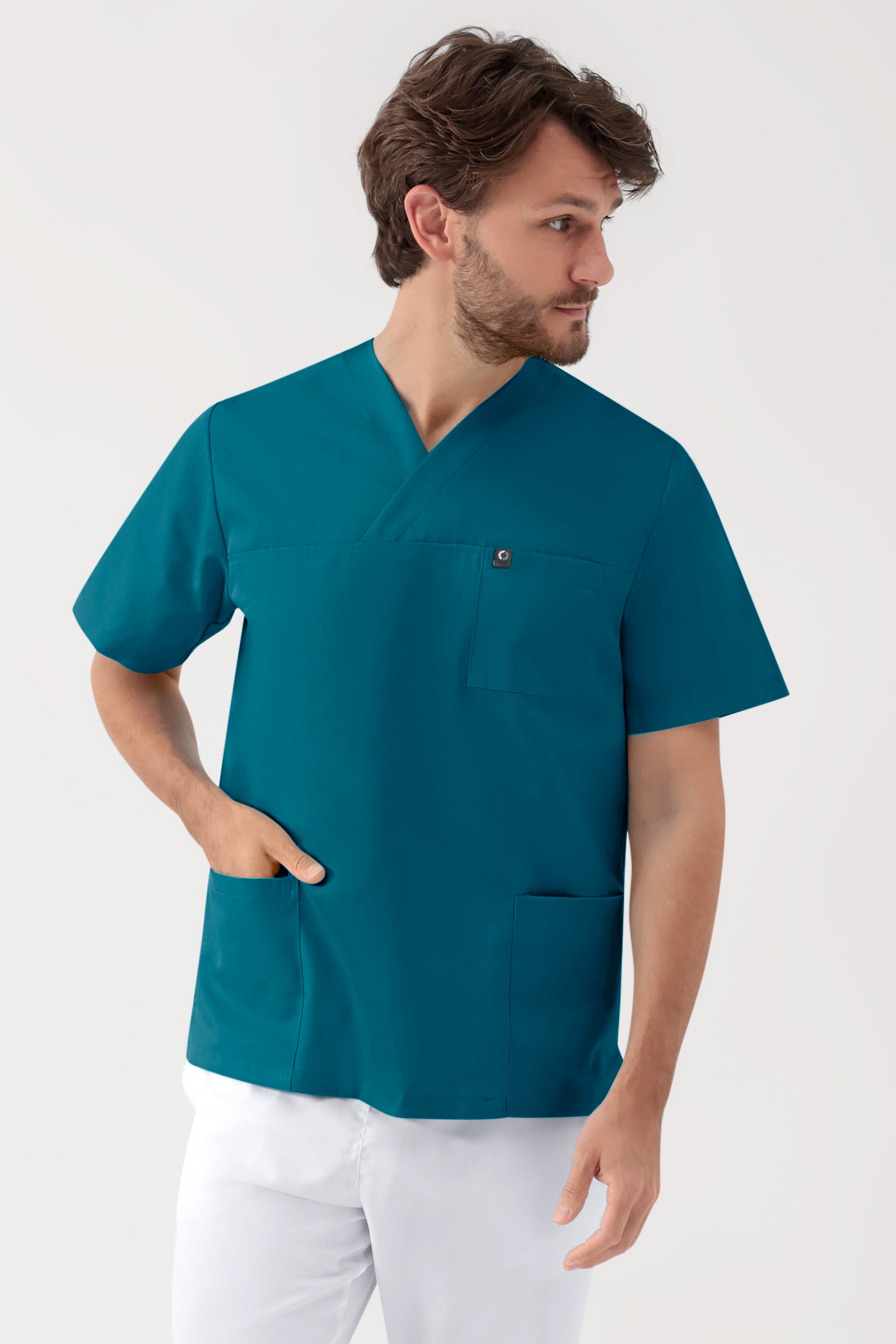 GREEN Tunique Stretch mixte - Décolleté V pétrole, Vue de face
