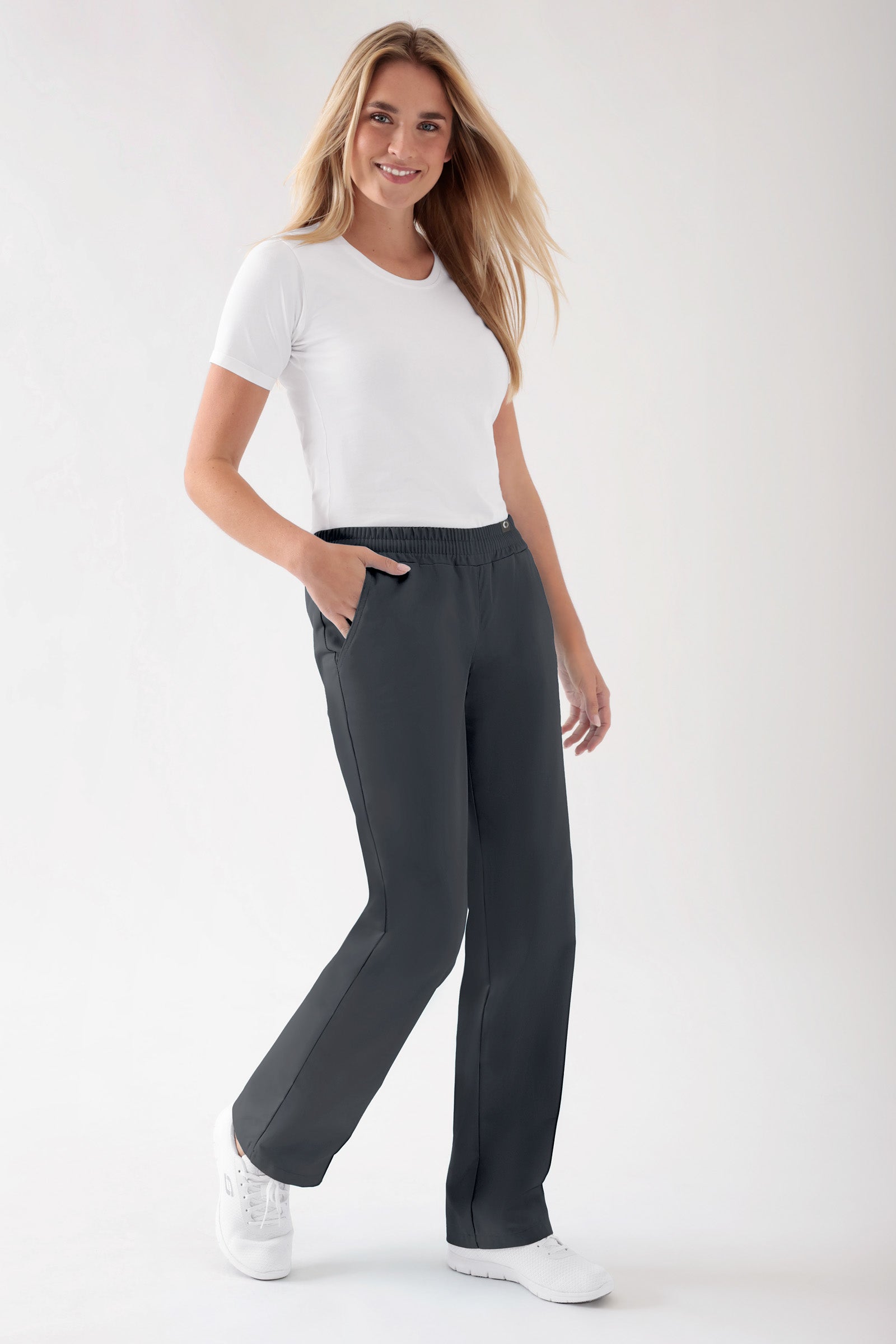 JUST STRONG Pantalon Femme - Ceinture élastiquée anthracite, Vue de face