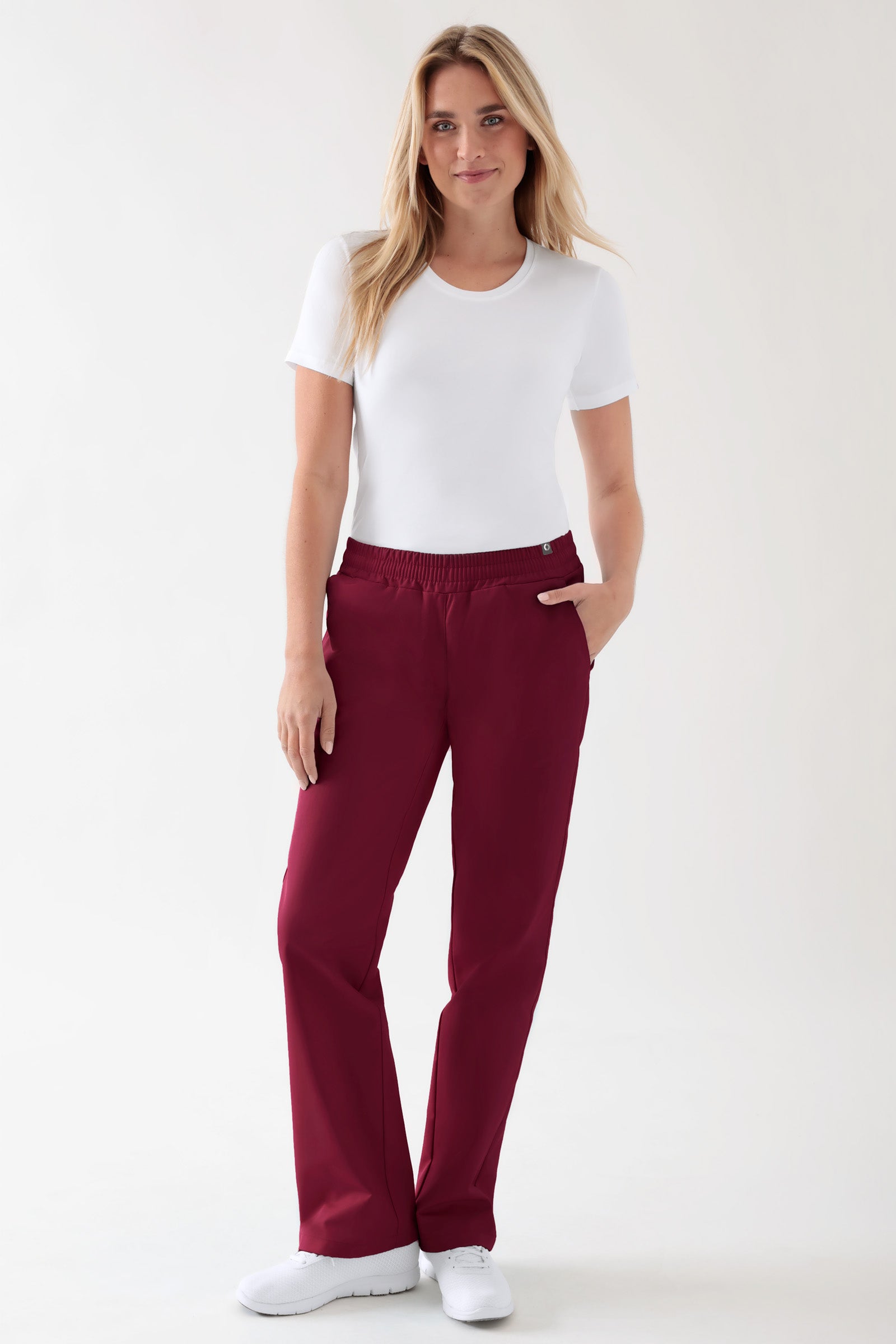 JUST STRONG Pantalon Femme - Ceinture élastiquée bordeaux, Vue de face