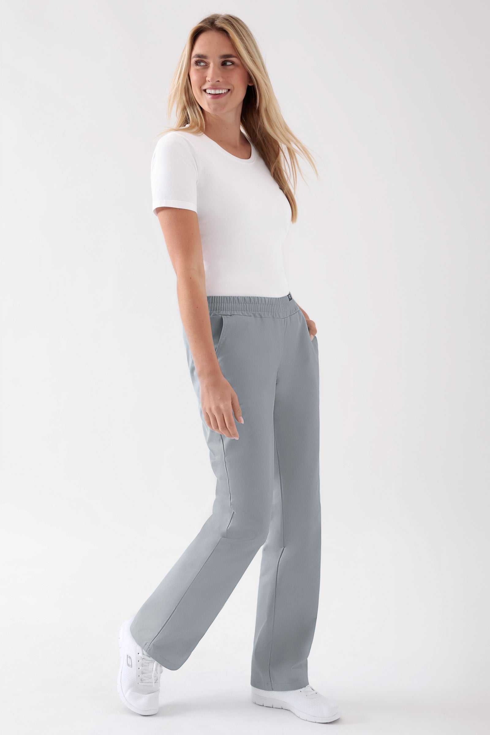 JUST STRONG Pantalon Femme - Ceinture élastiquée gris, Vue de face
