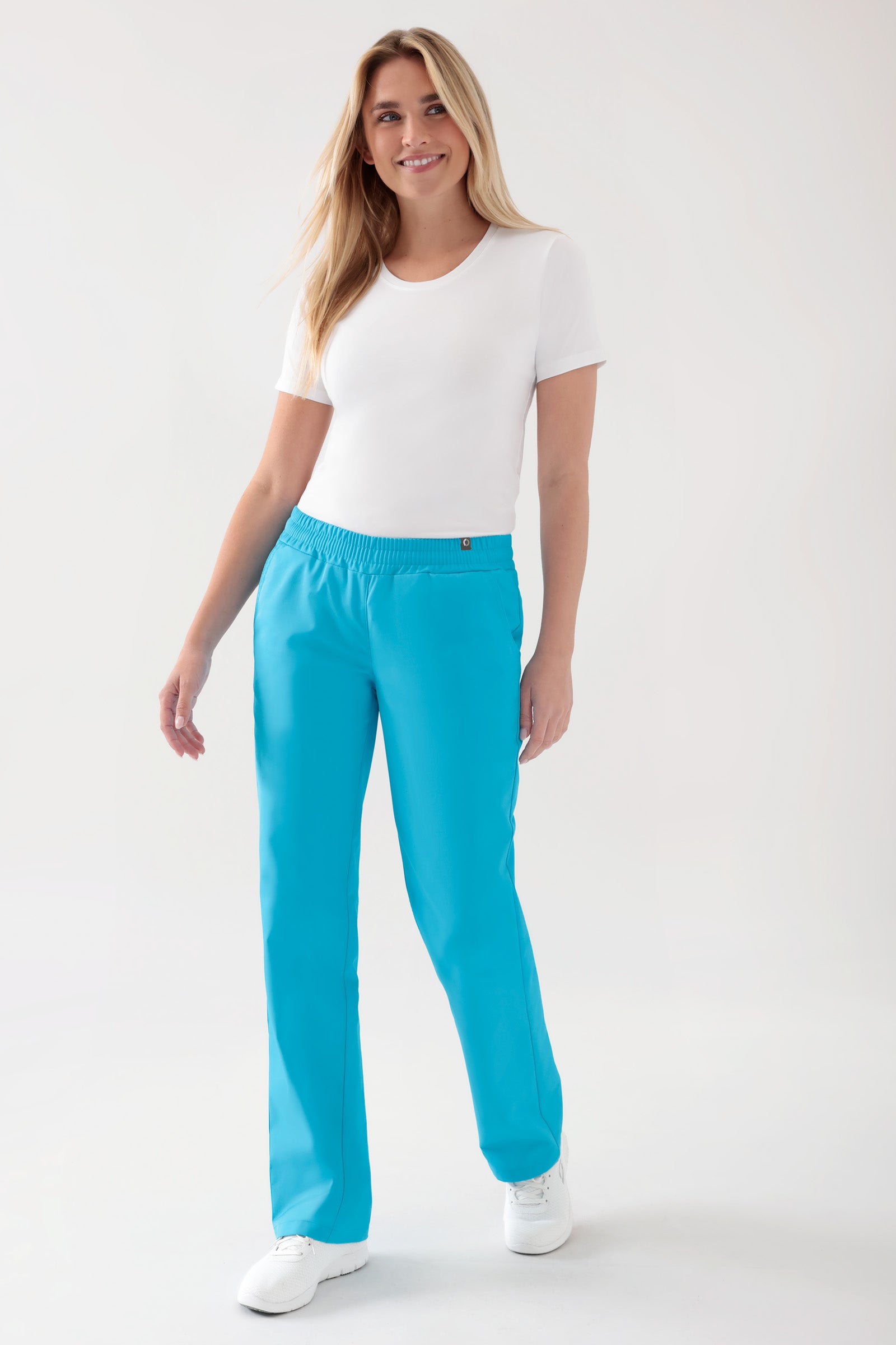 JUST STRONG Pantalon Femme - Ceinture élastiquée turquoise, Vue de face