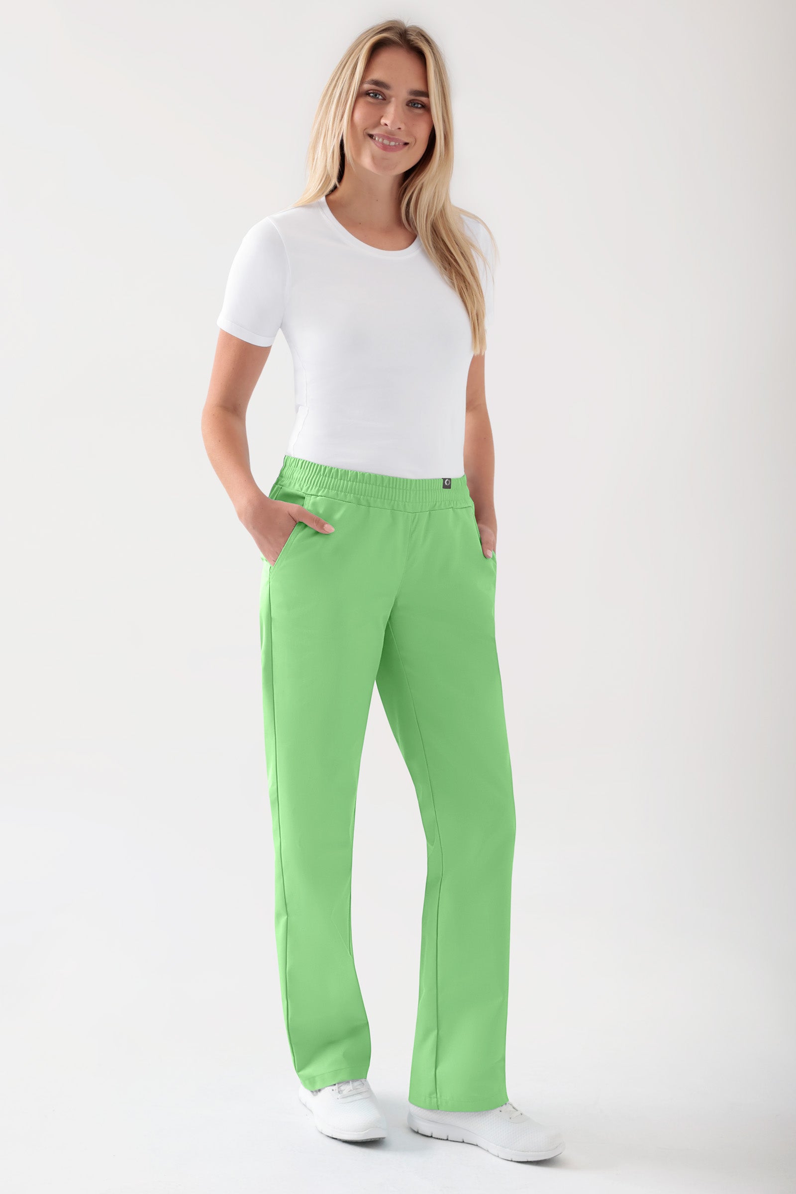 JUST STRONG Pantalon Femme - Ceinture élastiquée vert pomme, Vue de face