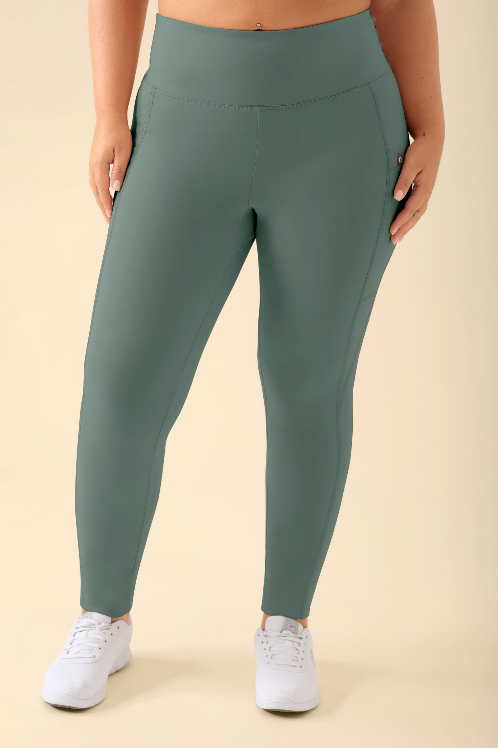 KAERE Leggings Femme - super élastique vert foncé, Vue de face