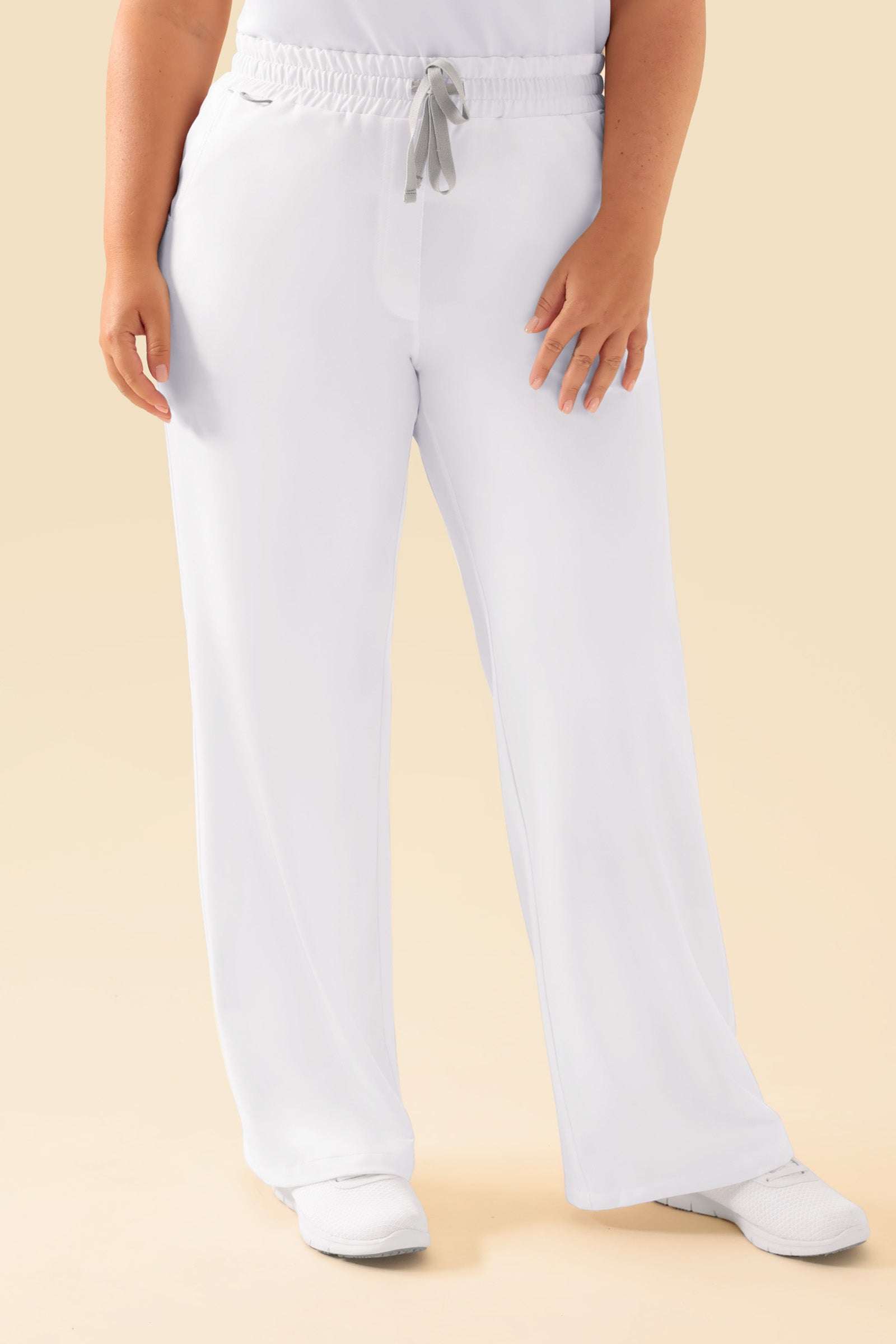 KAERE Pantalon Femme - large jambe blanc, Vue de face