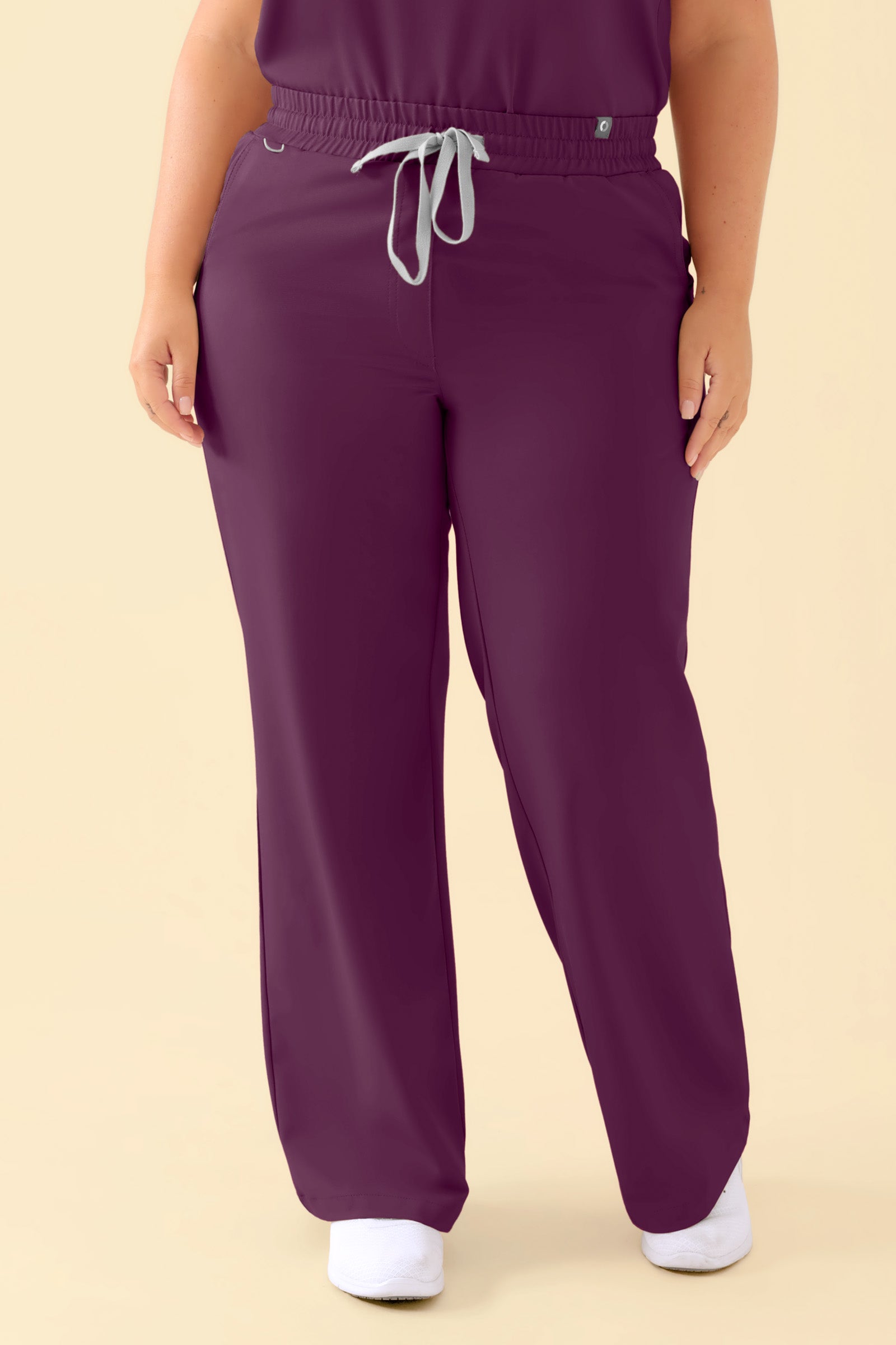 KAERE Pantalon Femme - large jambe prune, Vue de face