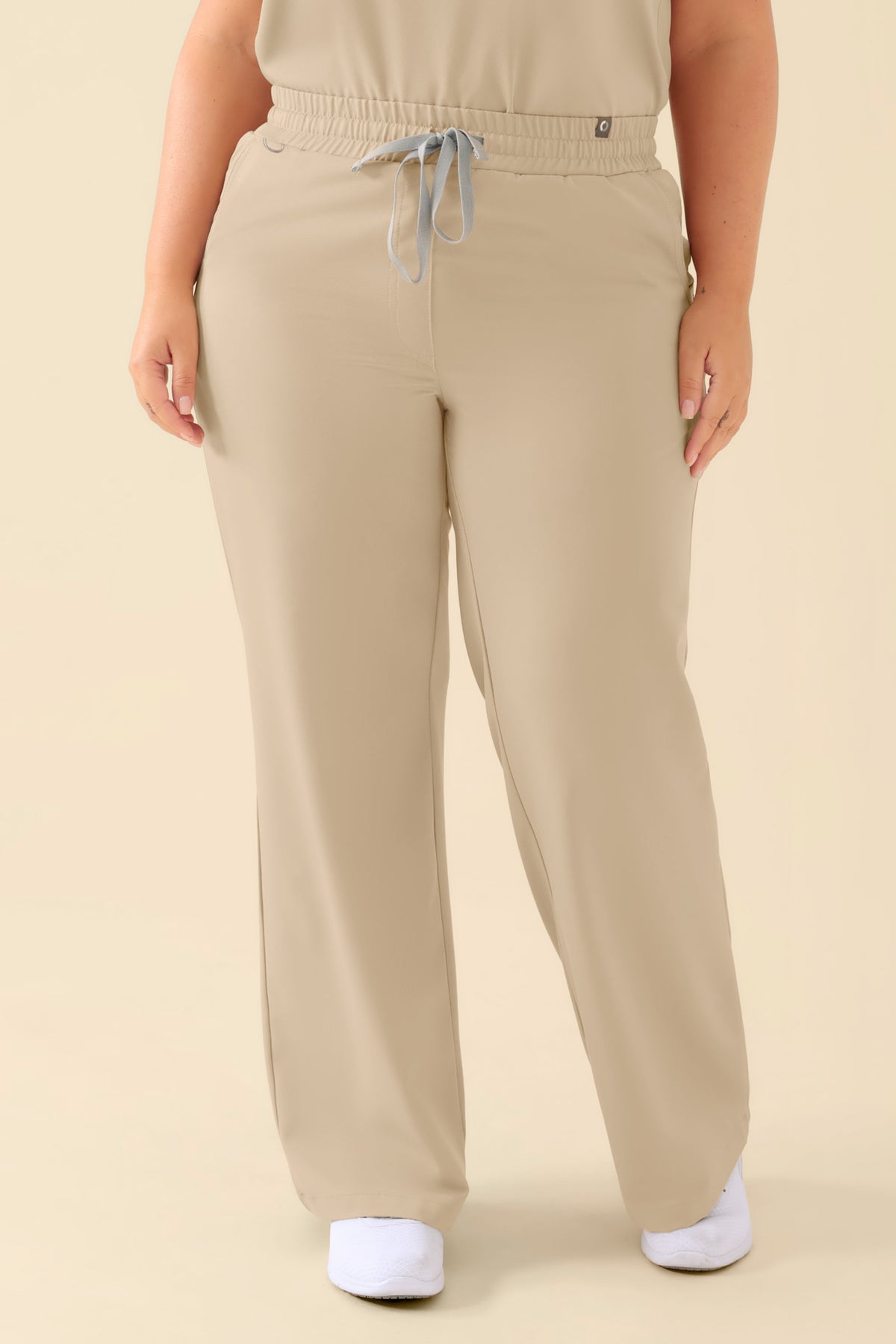 KAERE Pantalon Femme - large jambe sable, Vue de face