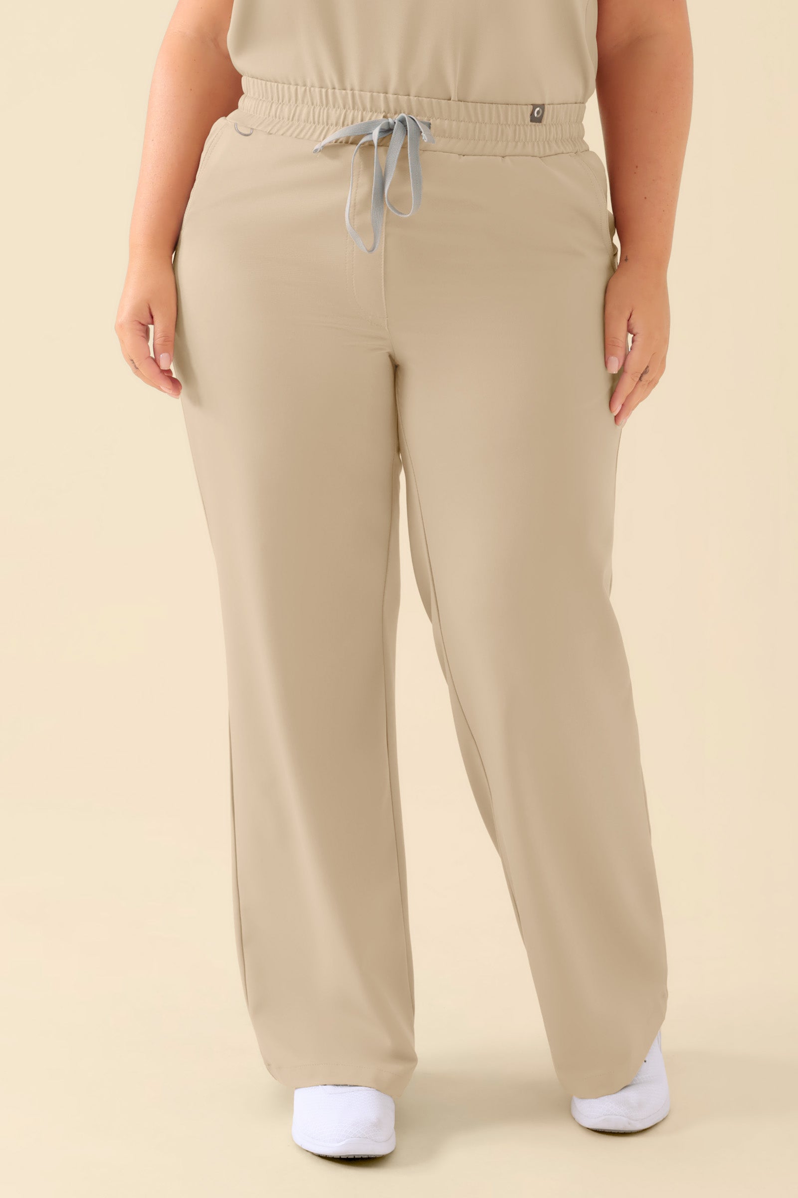 KAERE Pantalon Femme - large jambe sable, Vue de face