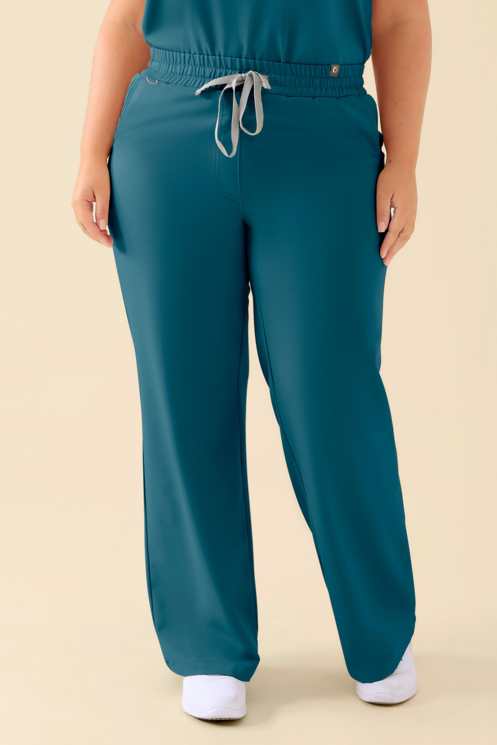 KAERE Pantalon Femme - large jambe pétrole, Vue de face