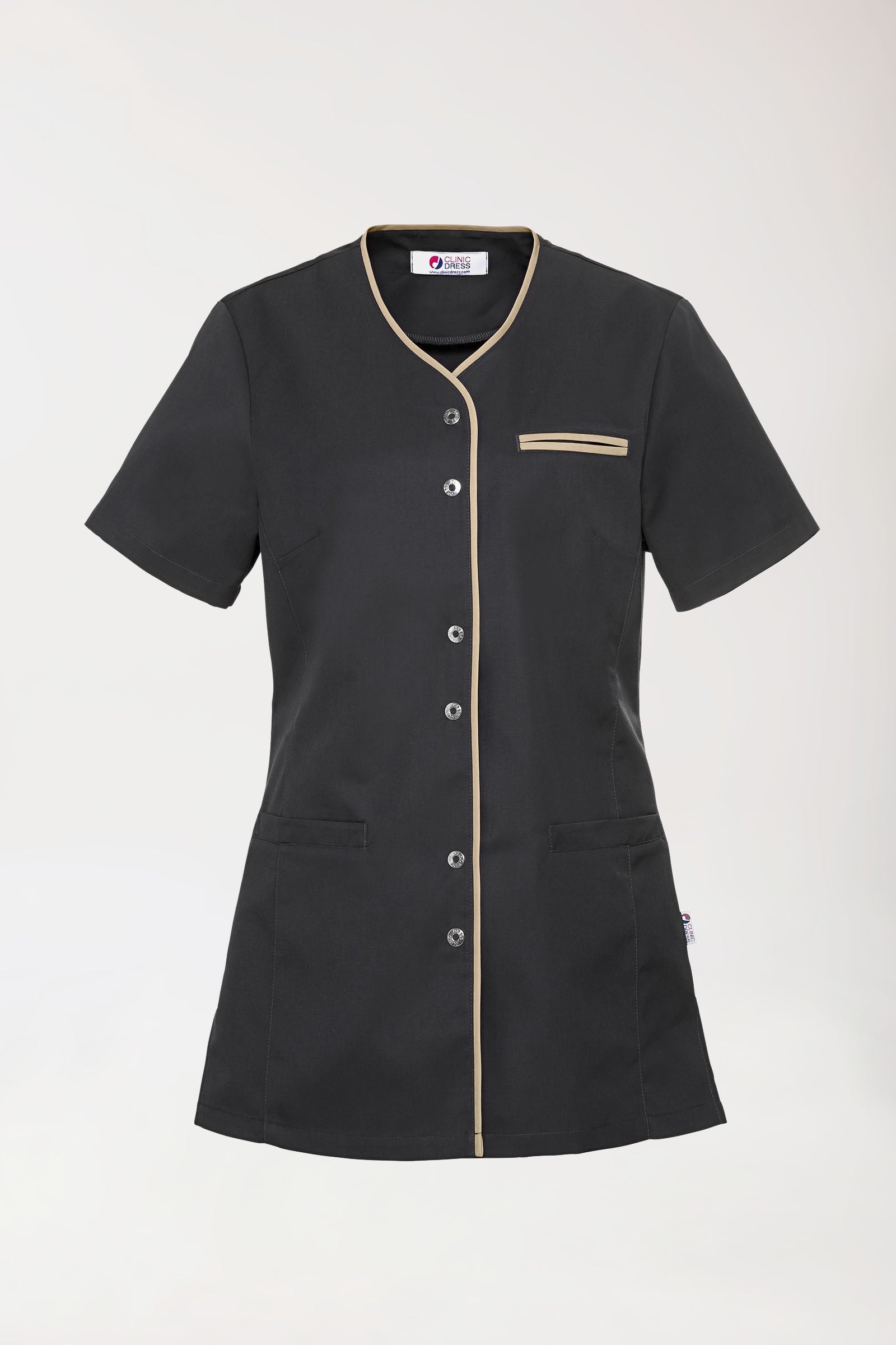 Blouse Beauté Femme - Boutonnée anthracite/biscuit