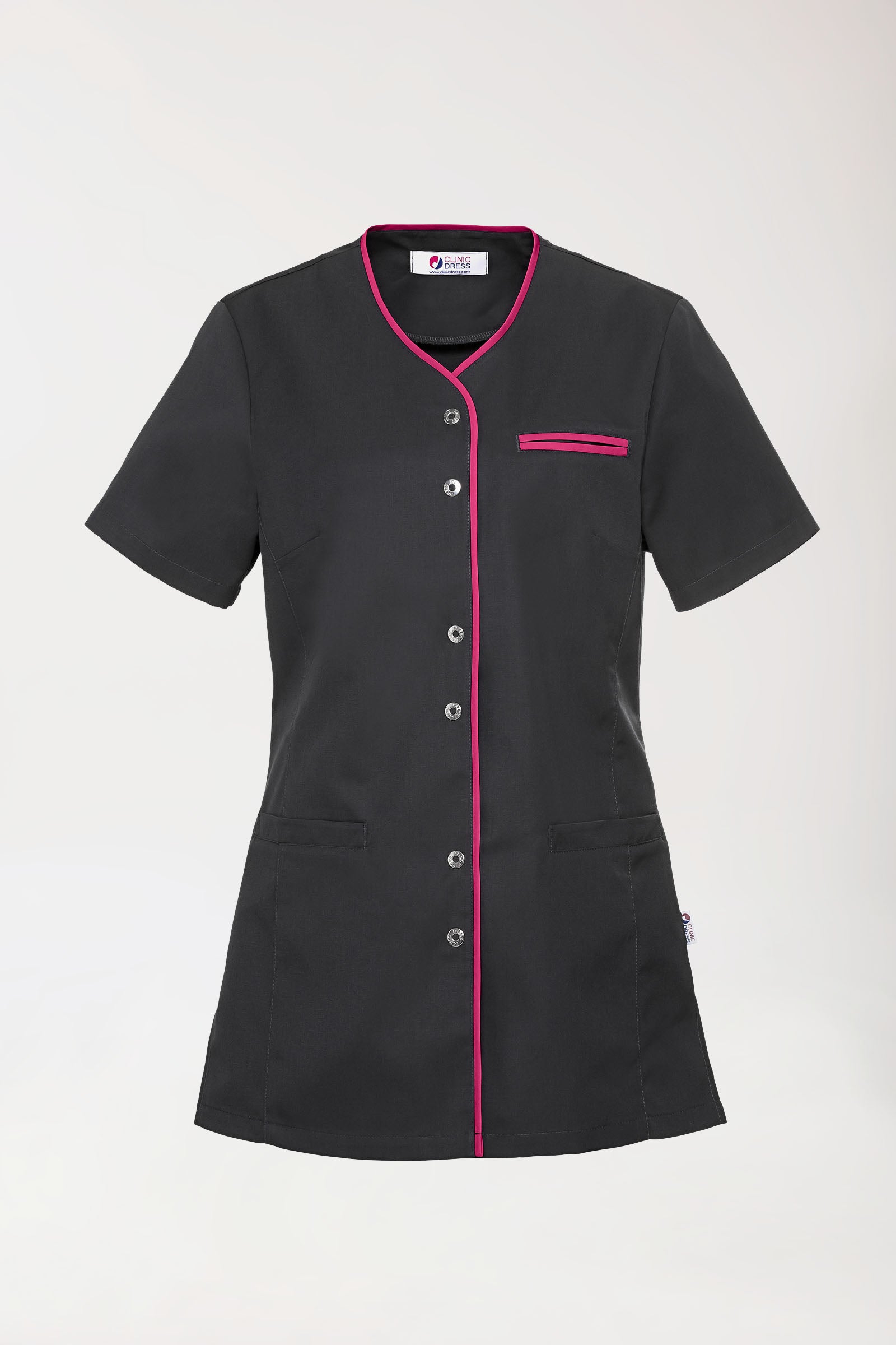 Blouse Beauté Femme - Boutonnée anthracite/pink