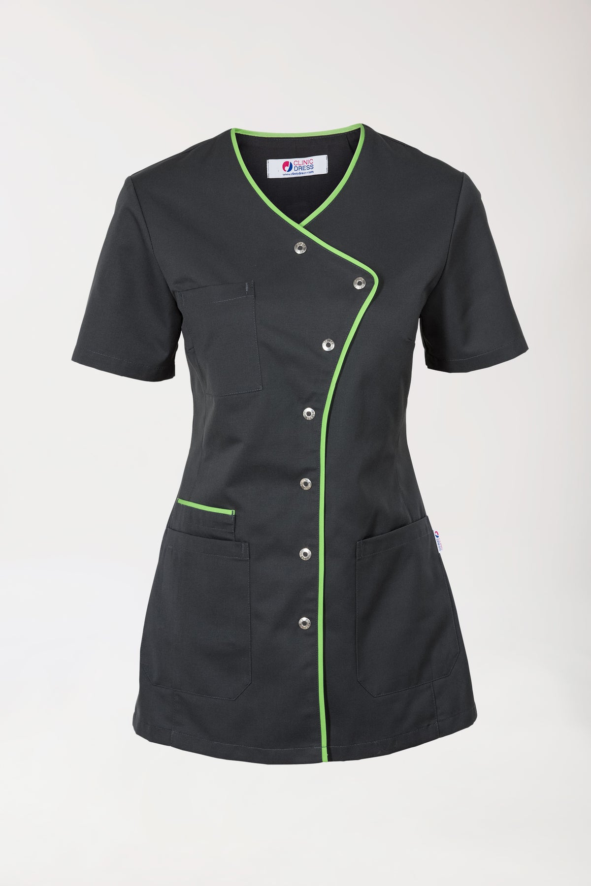 Tunique femme anthracite vert pomme, Vue de face