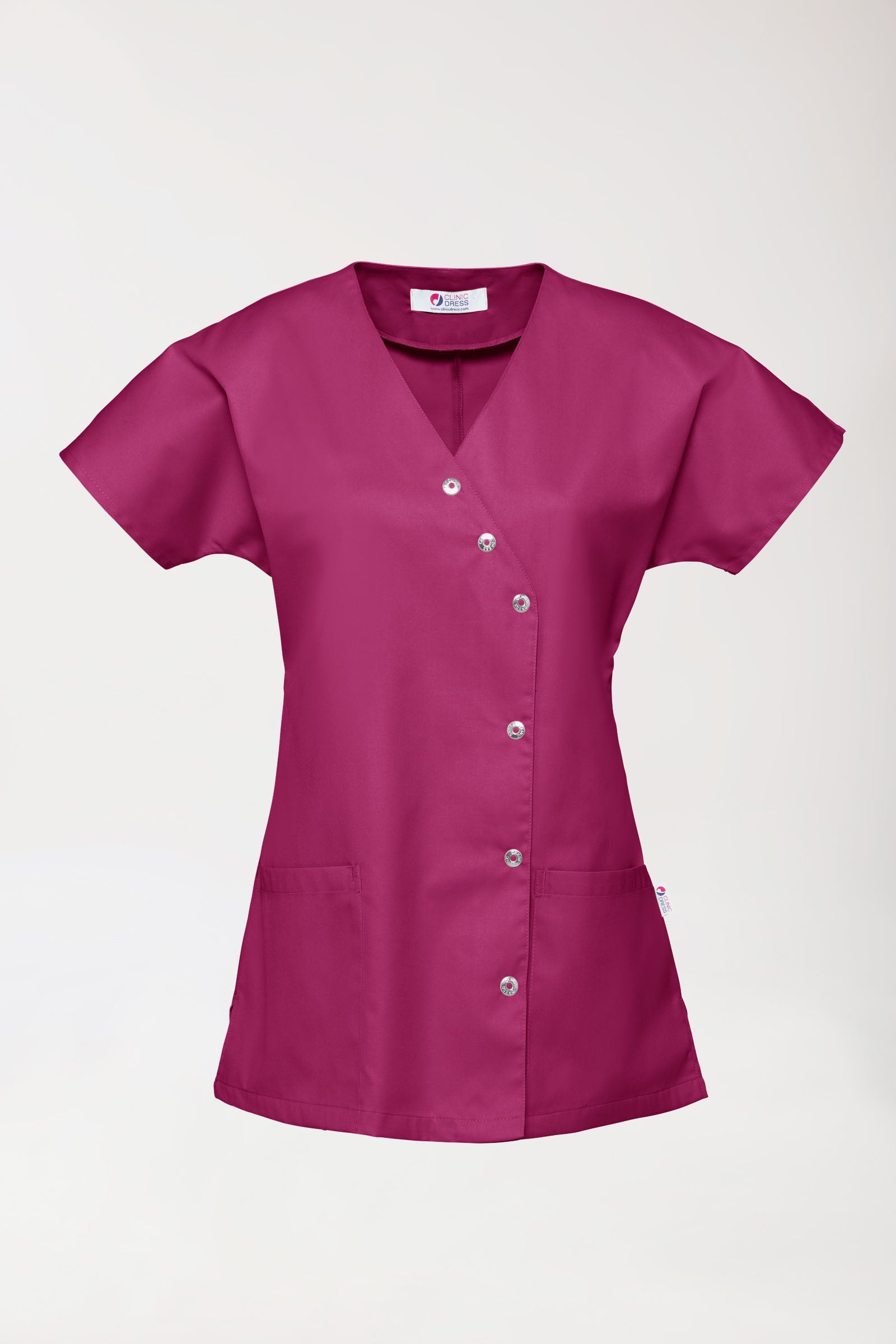 Blouse Beauté Femme - Patte pressions asymétrique berry