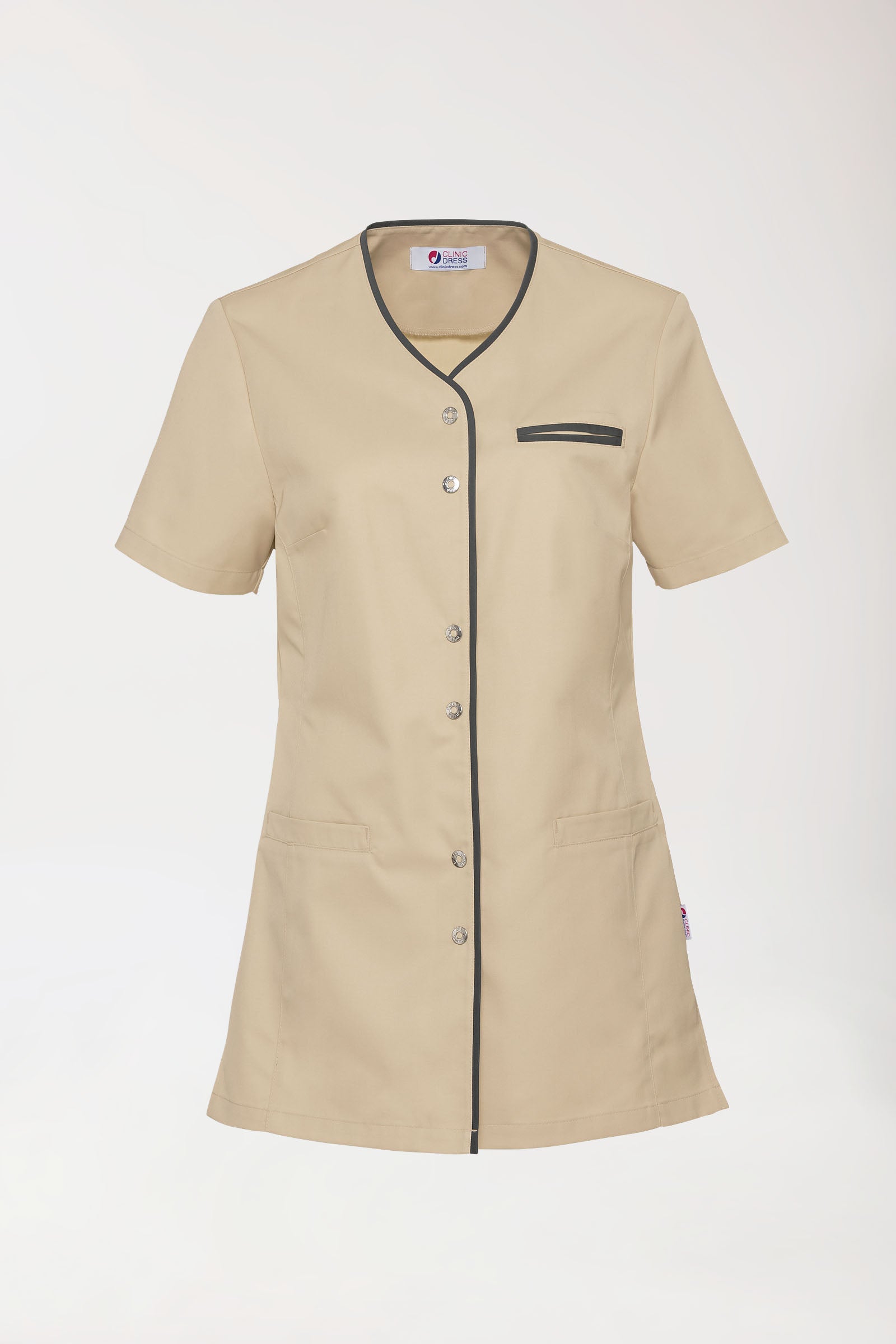 Blouse Beauté Femme - Boutonnée biscuit/anthracite