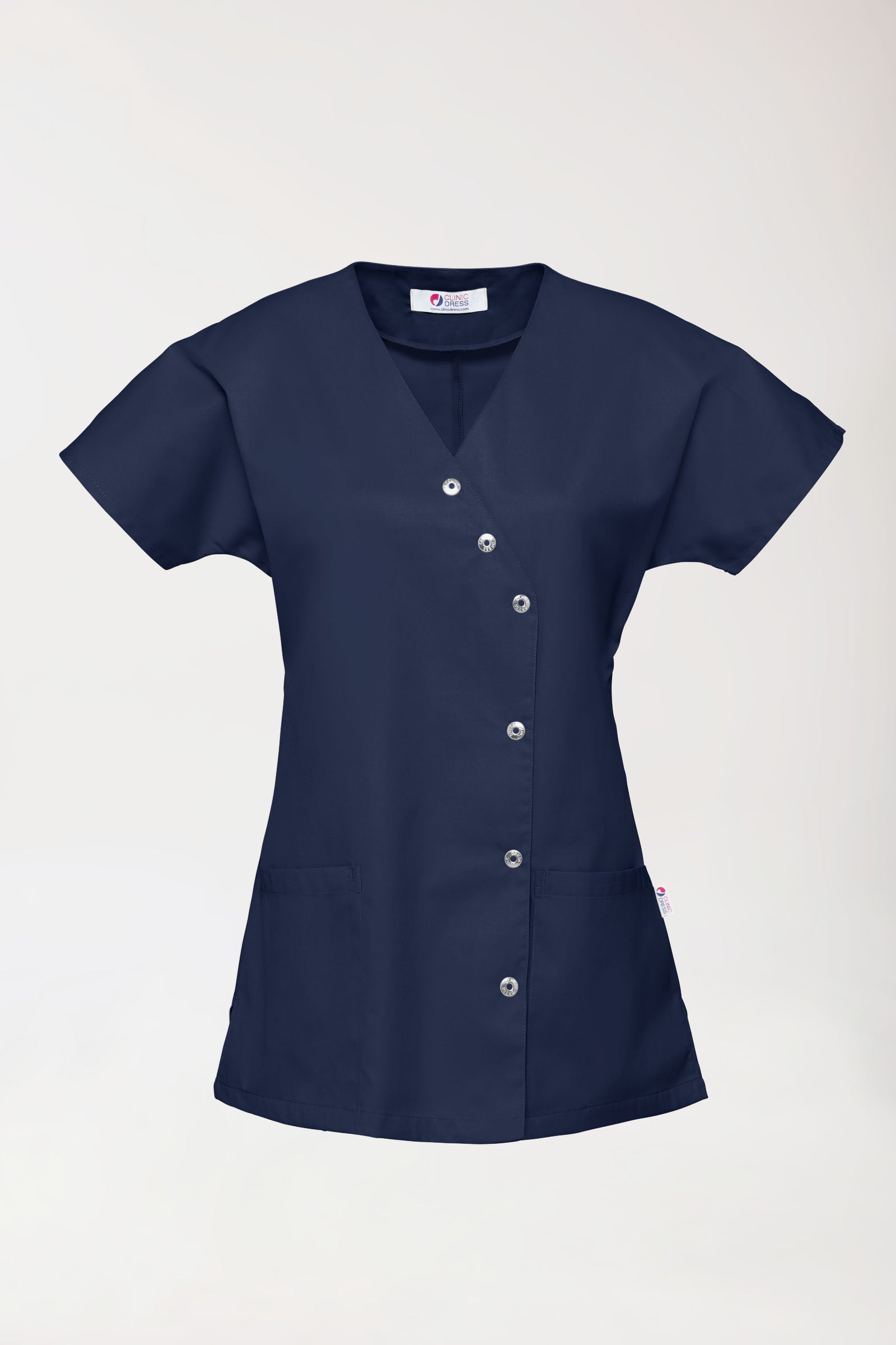 Blouse Beauté Femme - Patte pressions asymétrique bleu navy