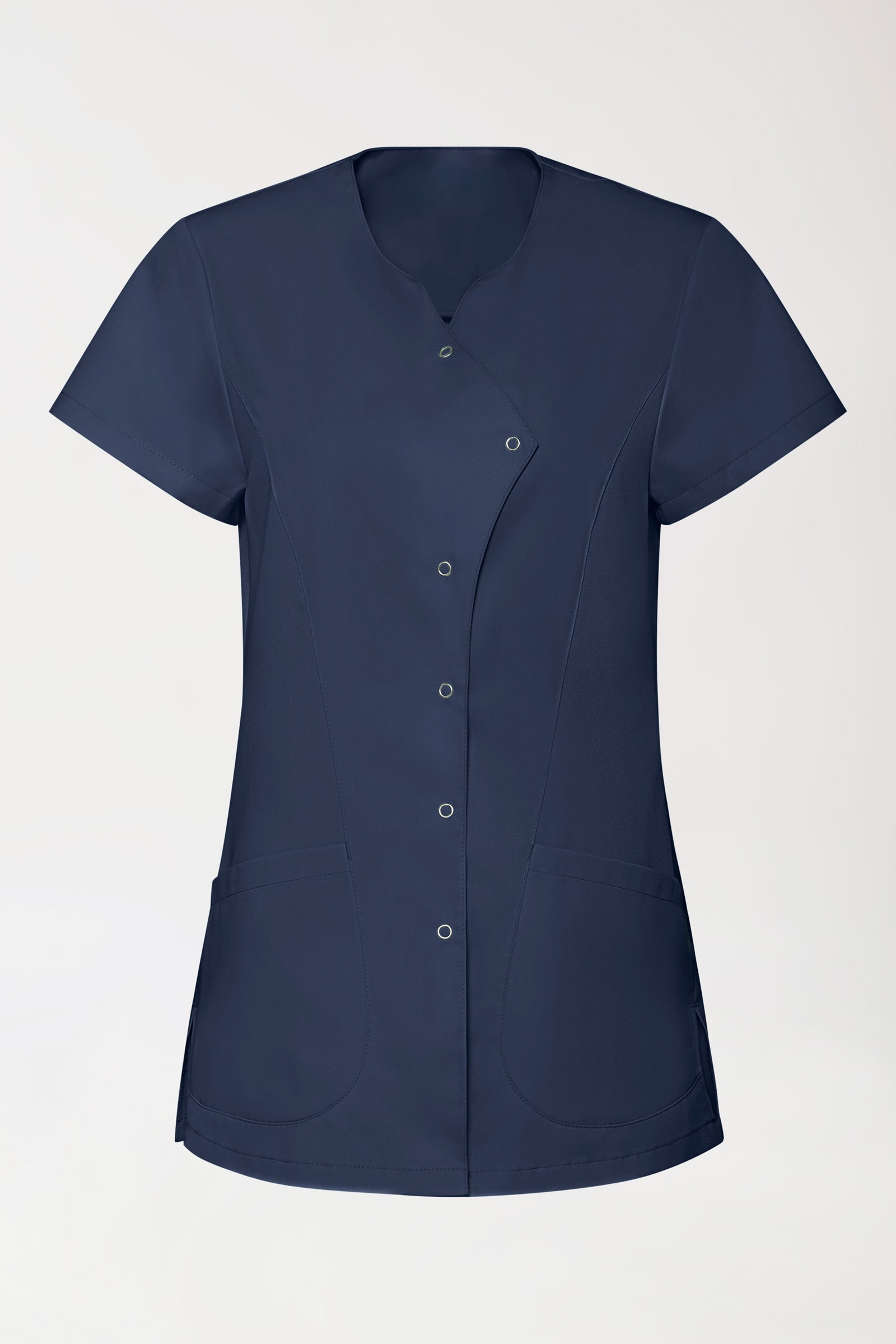 GREEN Blouse Stretch Femme - patte de boutonnage asymétrique navy