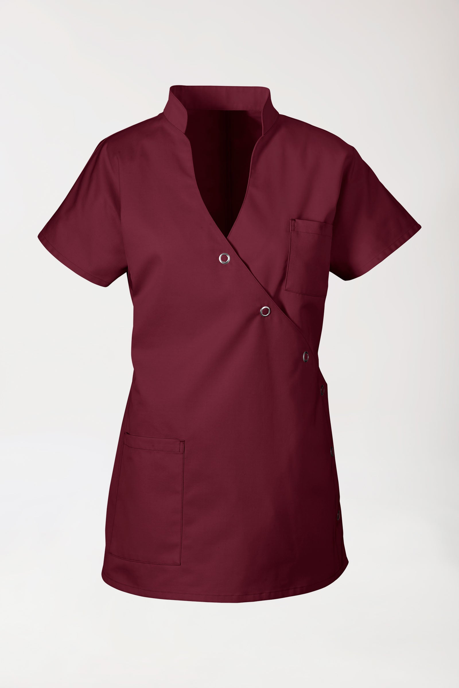 JUST STRONG Blouse Femme - Patte de boutonnage bordeaux, Vue de face