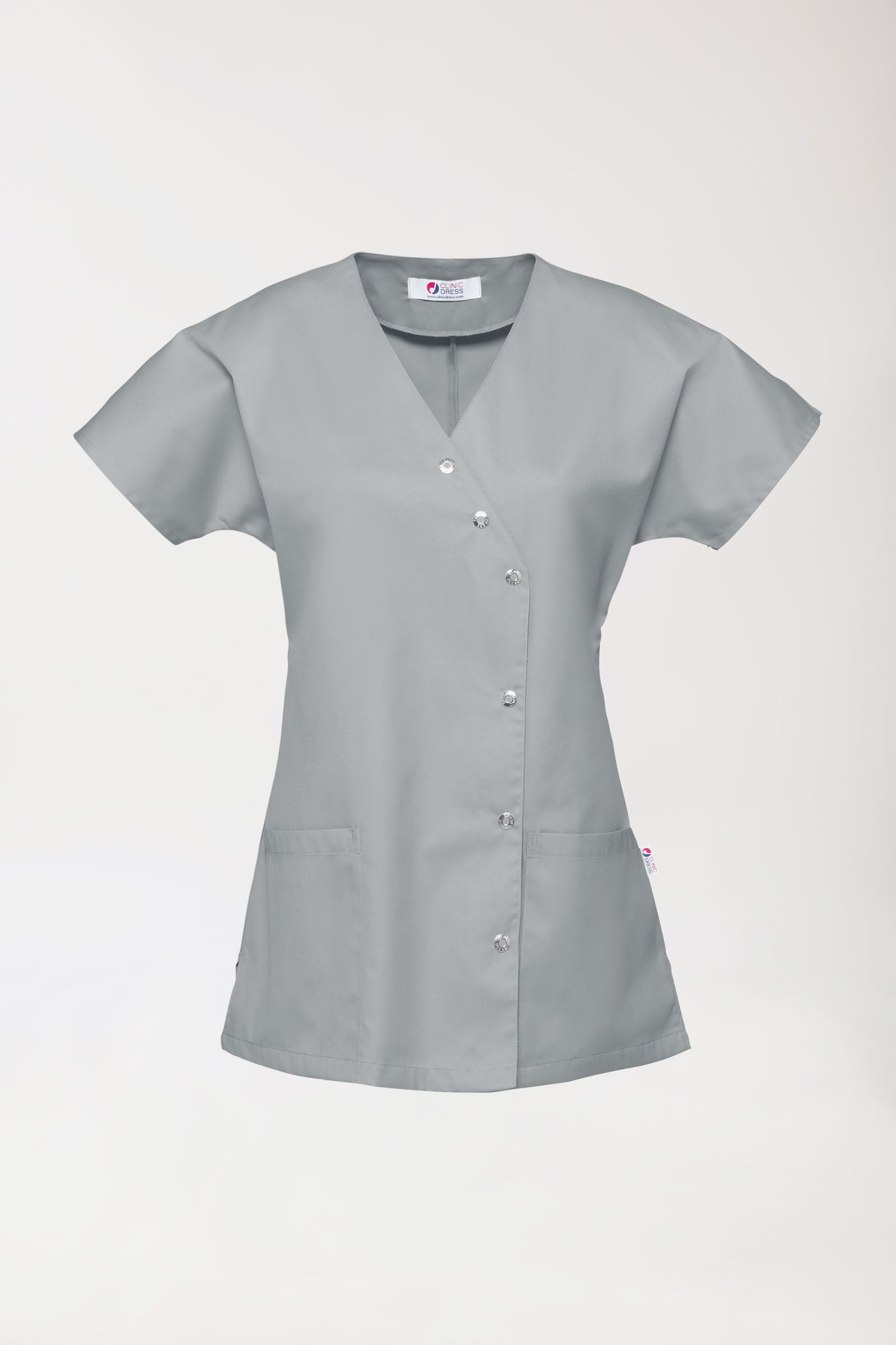 Blouse Beauté Femme - Patte pressions asymétrique gris