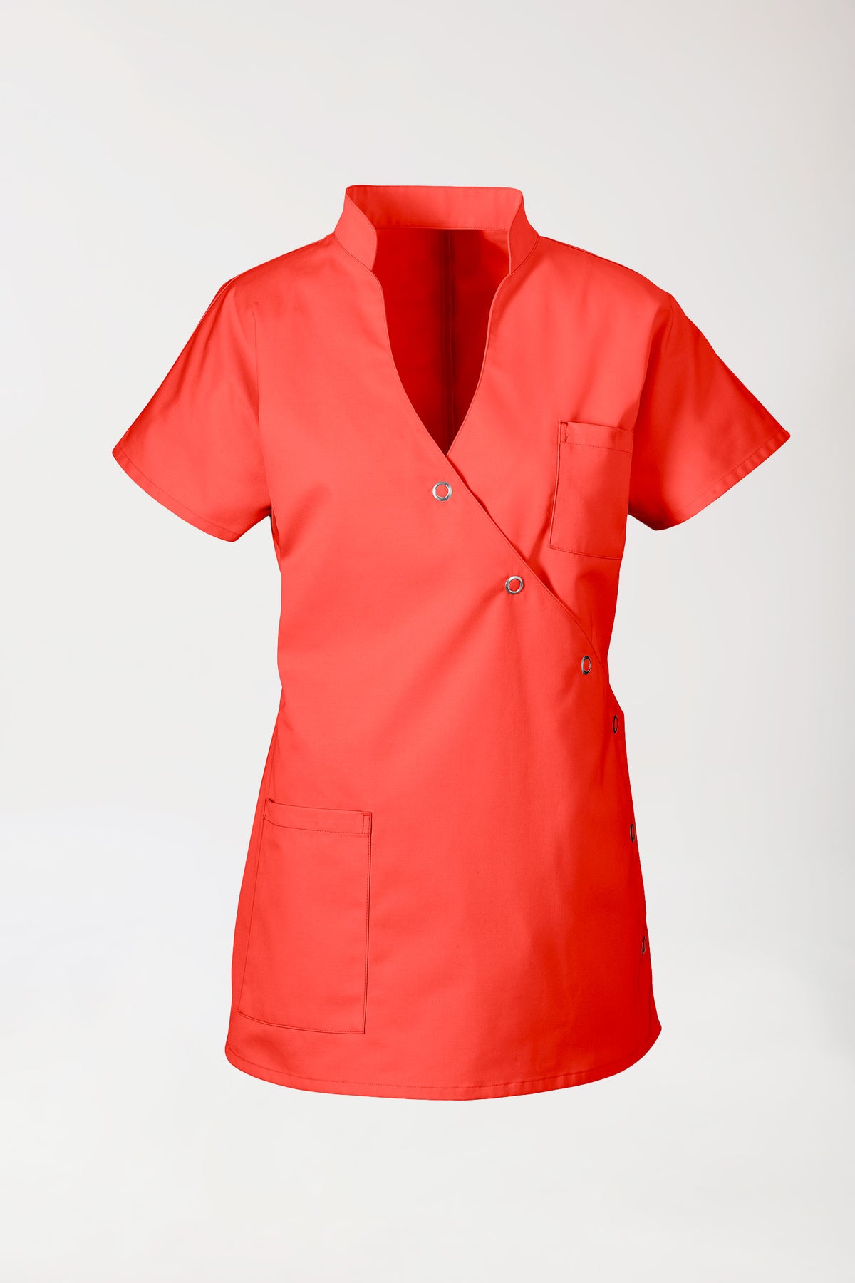 JUST STRONG Blouse Femme - Patte de boutonnage mandarine, Vue de face