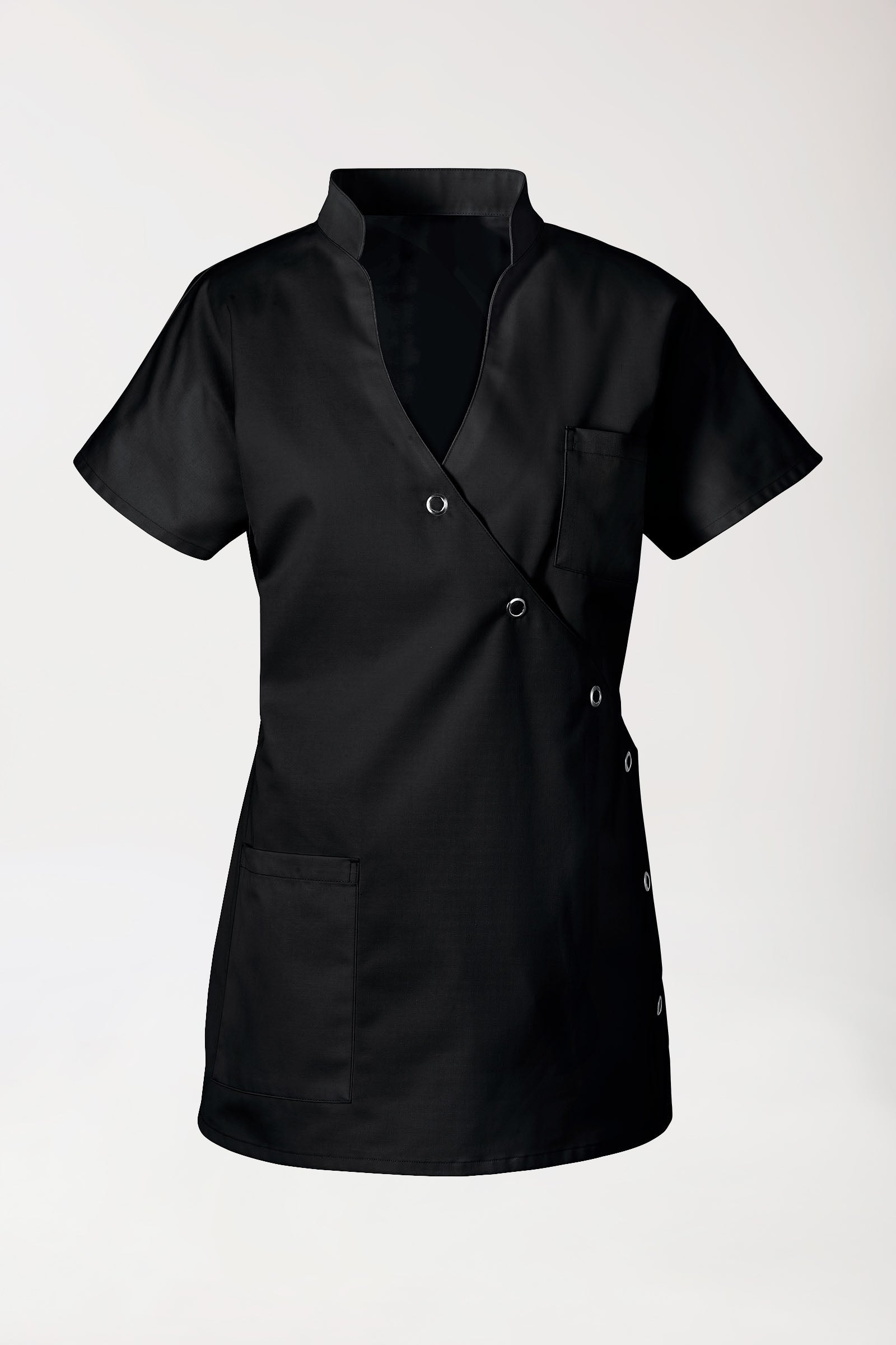 JUST STRONG Blouse Femme - Patte de boutonnage noir, Vue de face
