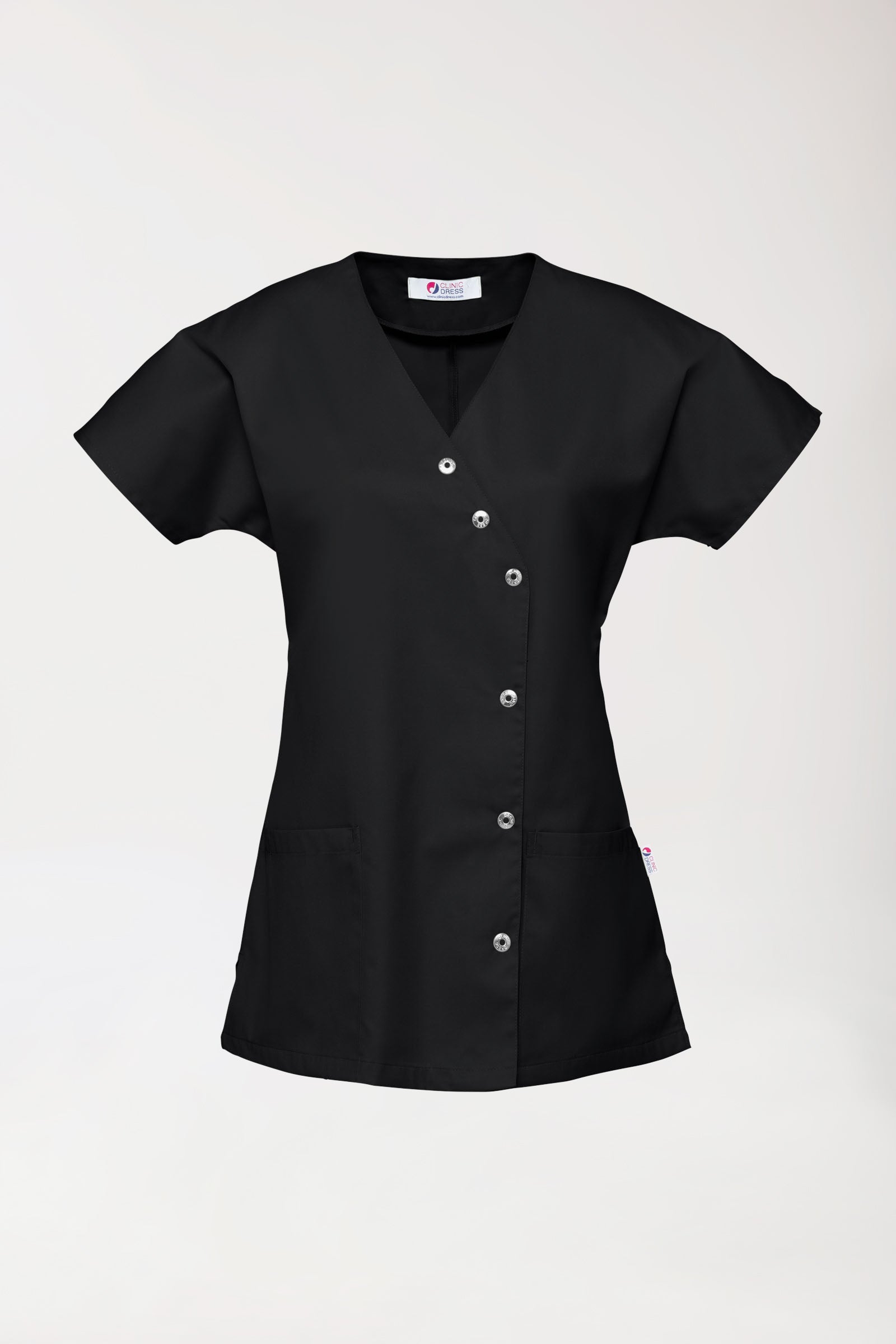 Blouse Beauté Femme - Patte pressions asymétrique noir