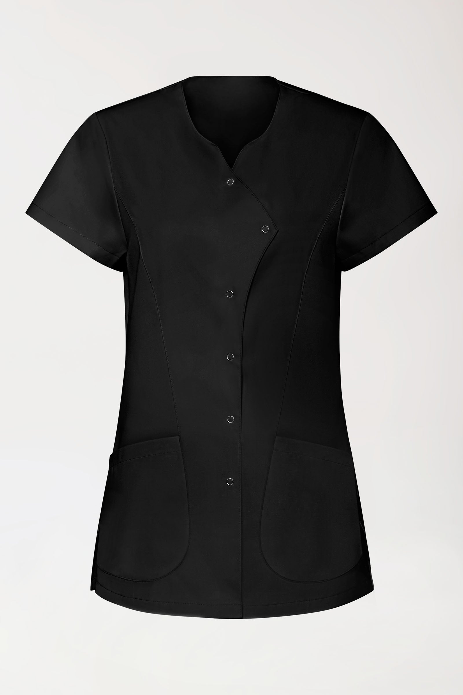 GREEN Blouse Stretch Femme - patte de boutonnage asymétrique noir